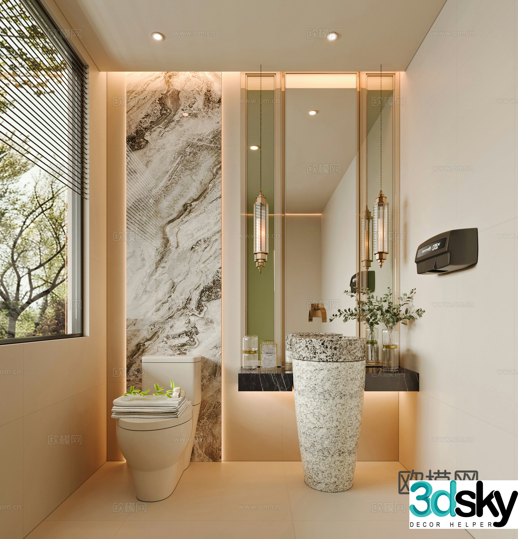 Modern new Chinese bathroom 3D model