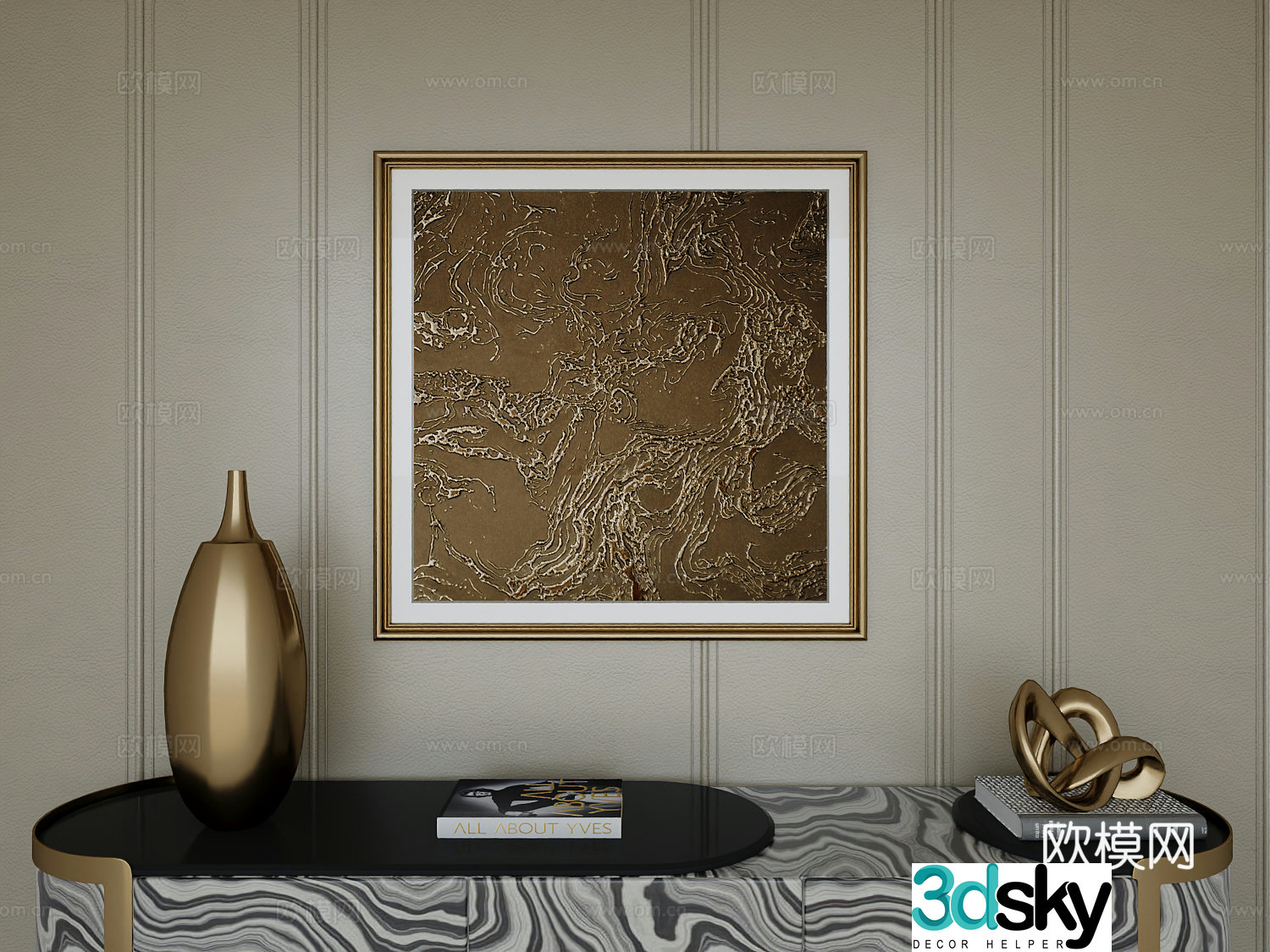Italian light luxury high-end hanging painting 3D model