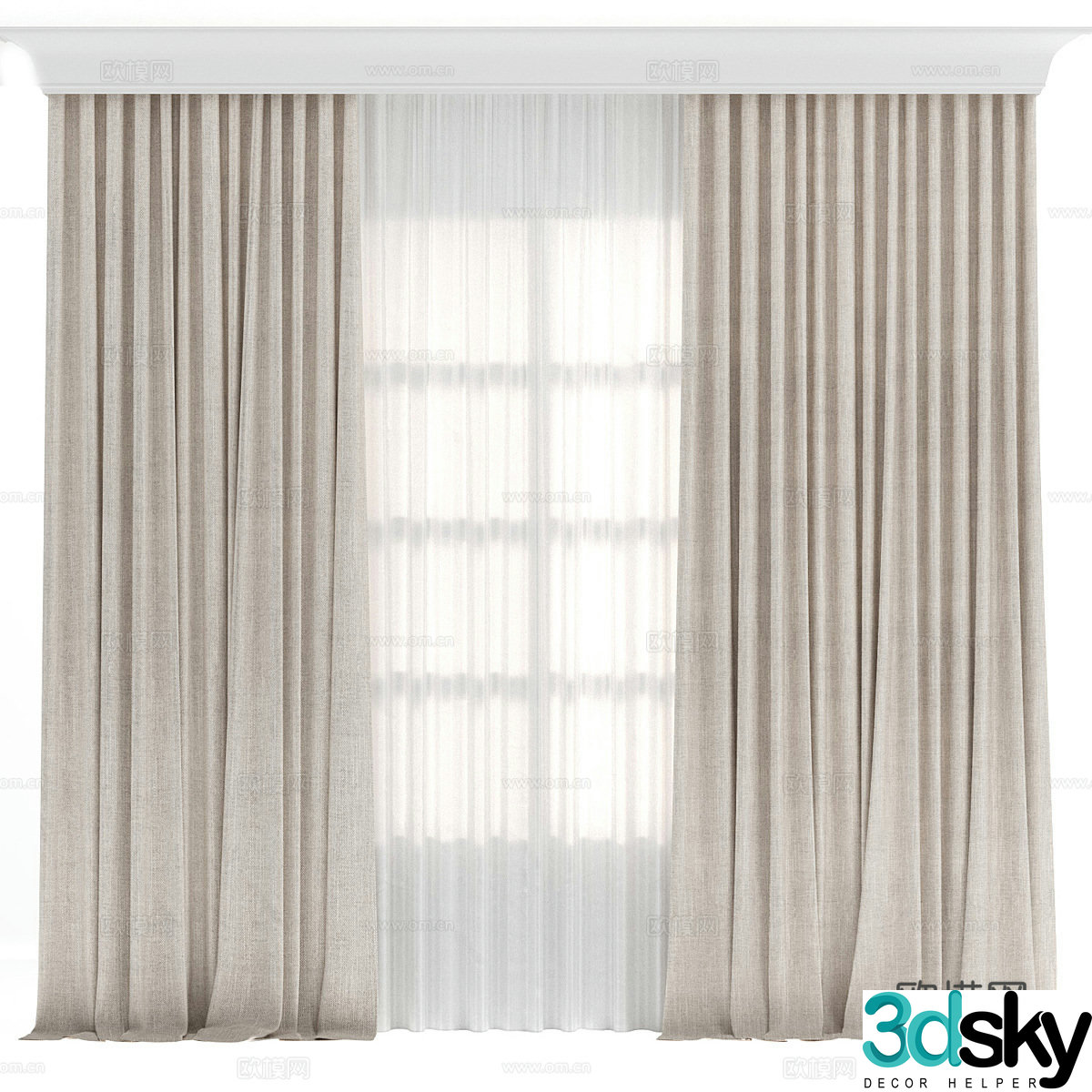 Modern fabric curtain 3d model
