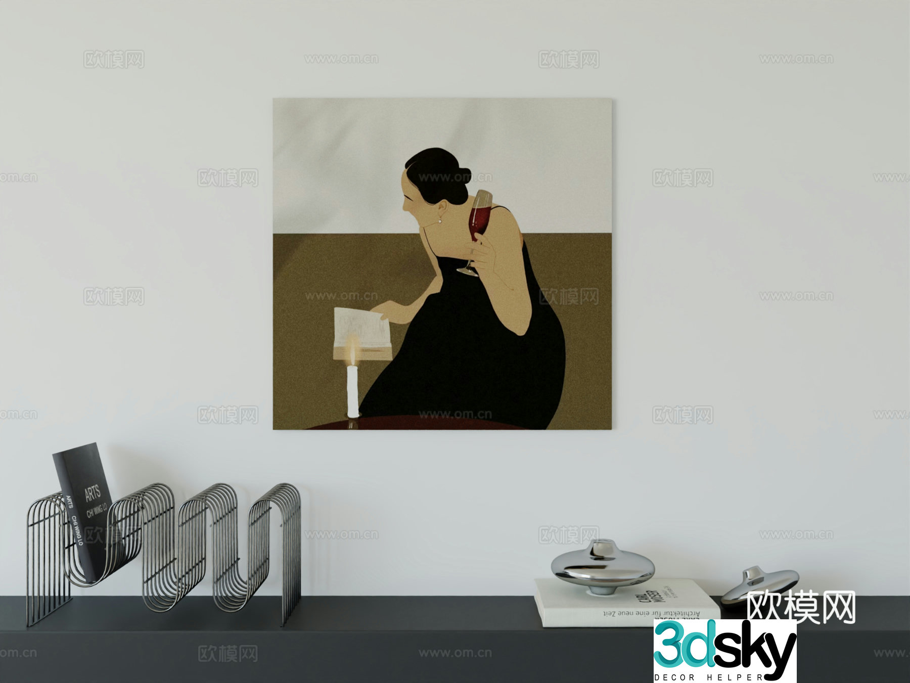 Modern minimalist hanging painting Bauhaus art hanging painting 3d model