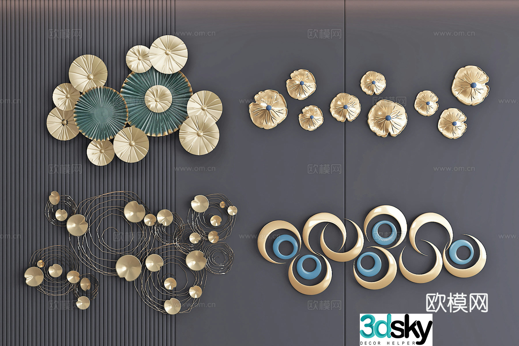 Modern light luxury wall decoration pendant three-dimensional painting art installation 3d model