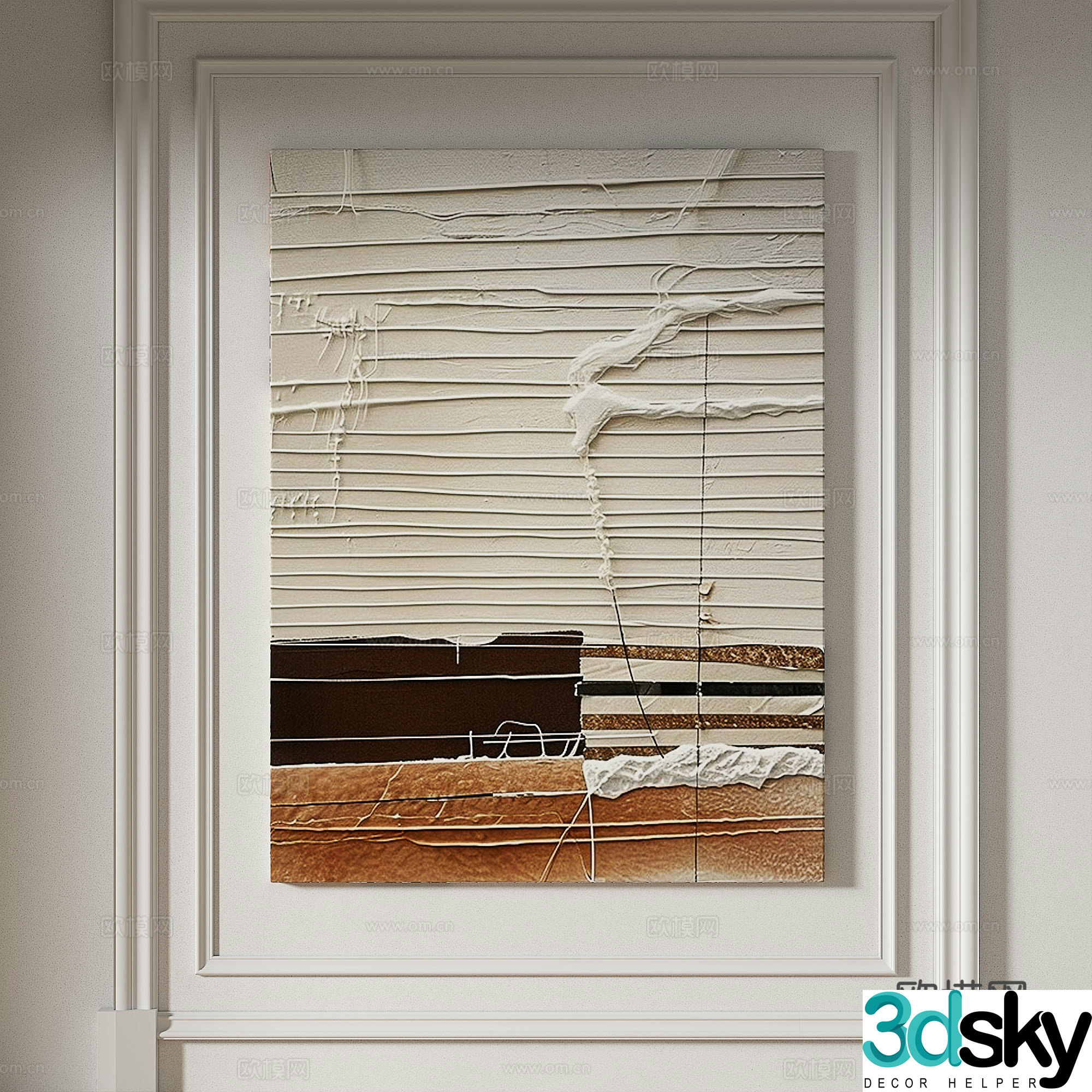 Modern simple texture abstract light luxury wasabi three-dimensional decorative painting 3d model