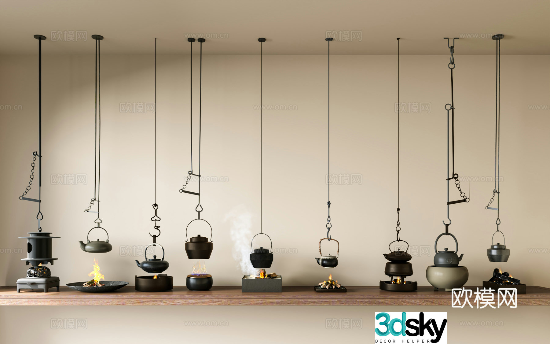 New Chinese style teapot hanging teapot tea set teapot teapot decoration tea cabinet tea wall decoration 3D model