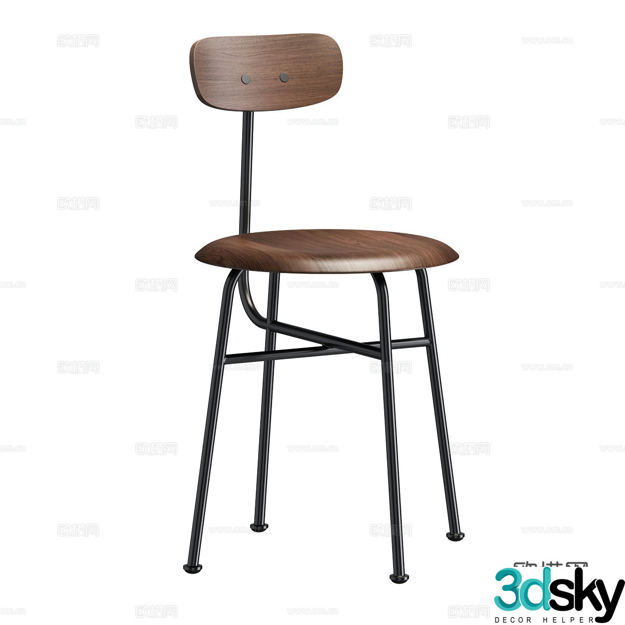Audo Extremely Simple Chair Industrial Style Single Chair Nordic Single Chair Dining Chair Walnut Dining Chair 3D Model