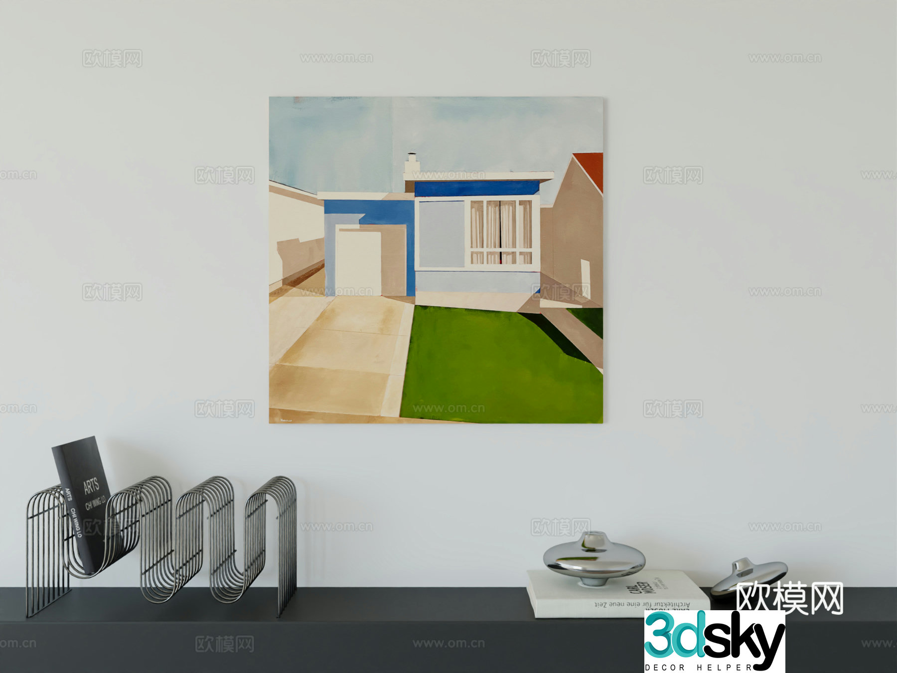 Modern minimalist hanging painting Bauhaus art hanging painting 3d model