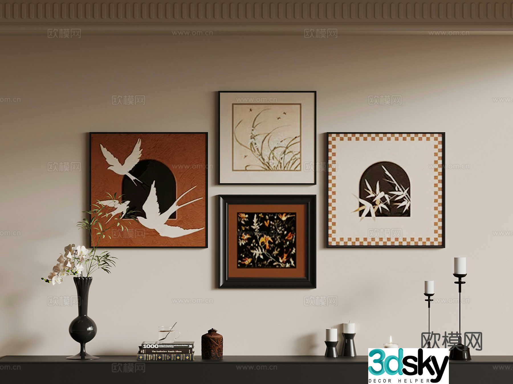 Hanging painting French decorative painting Desktop decoration ornaments 3D model
