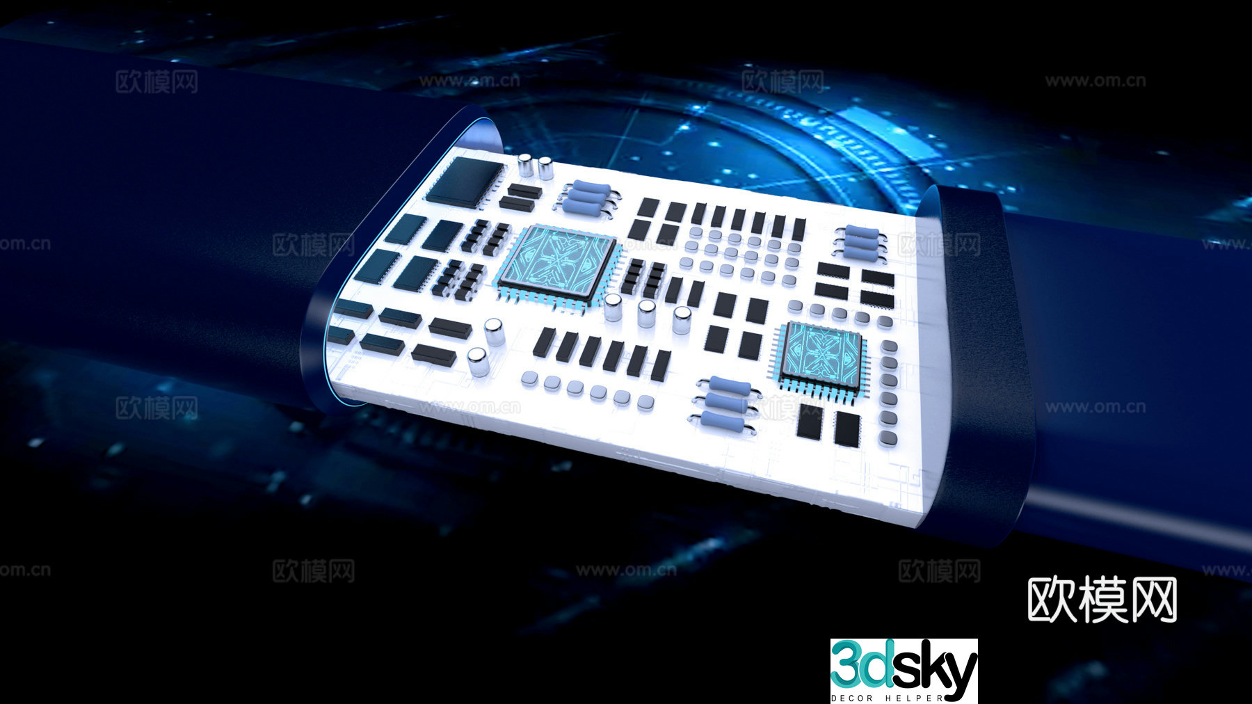 Chip circuit board u disk 3D model