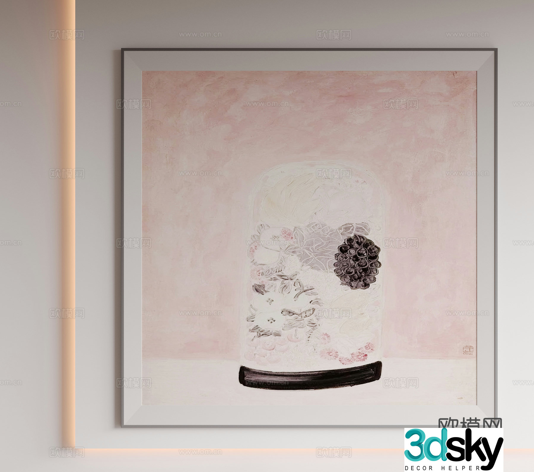 Modern minimalist decorative paintings Waviva medieval style hanging paintings cream style decoration paintings Italian style hanging paintings black and white 3D model