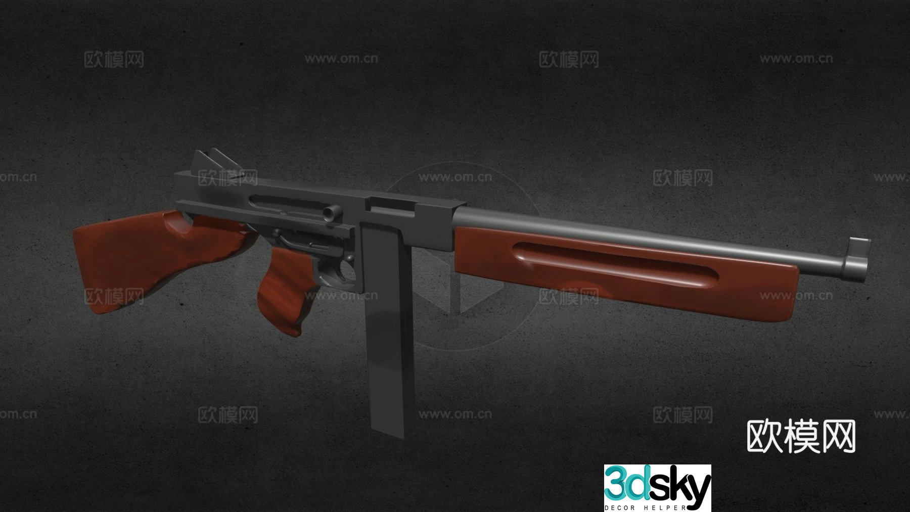 M1A1 Thompson submachine gun (V1) 3d model