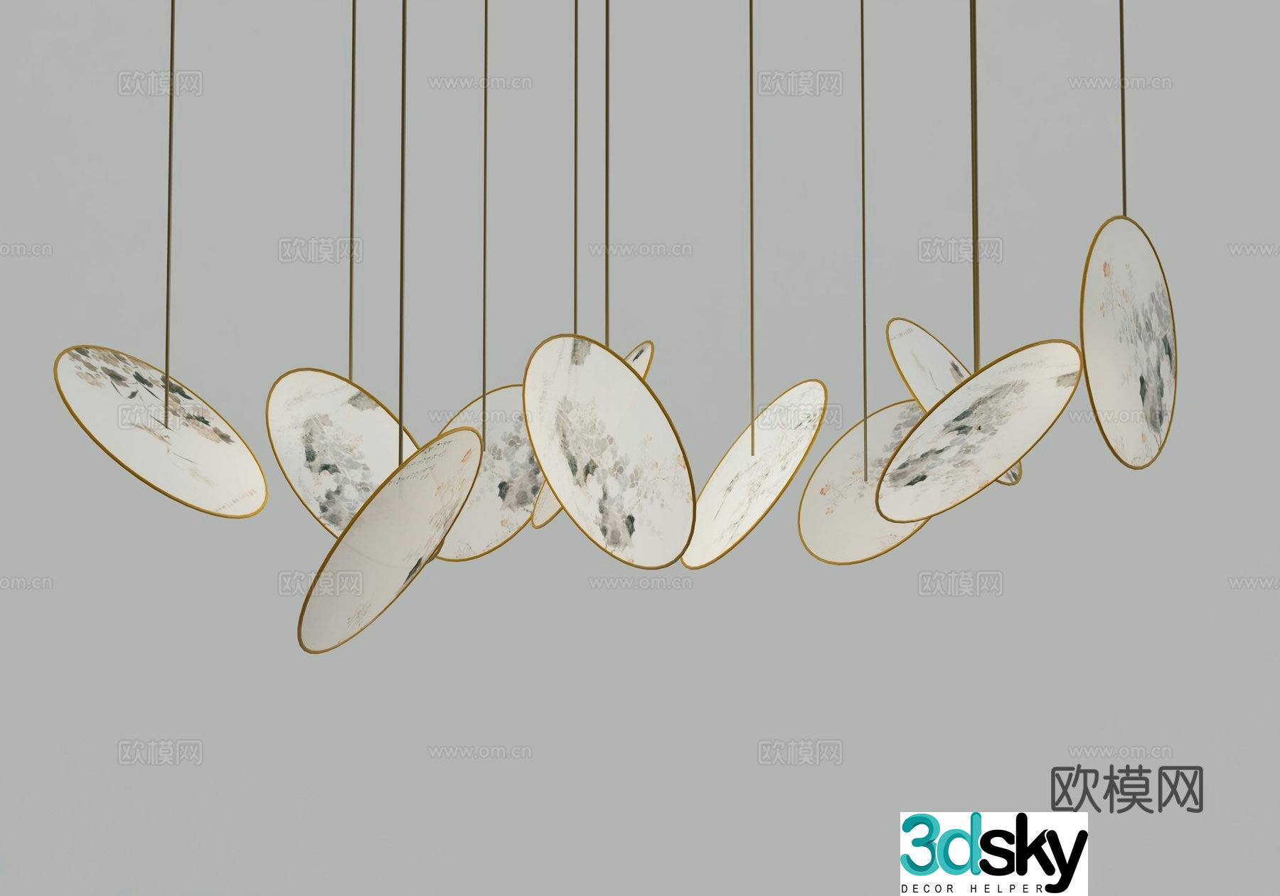 New Chinese Decorative Art Chandelier 3D Model