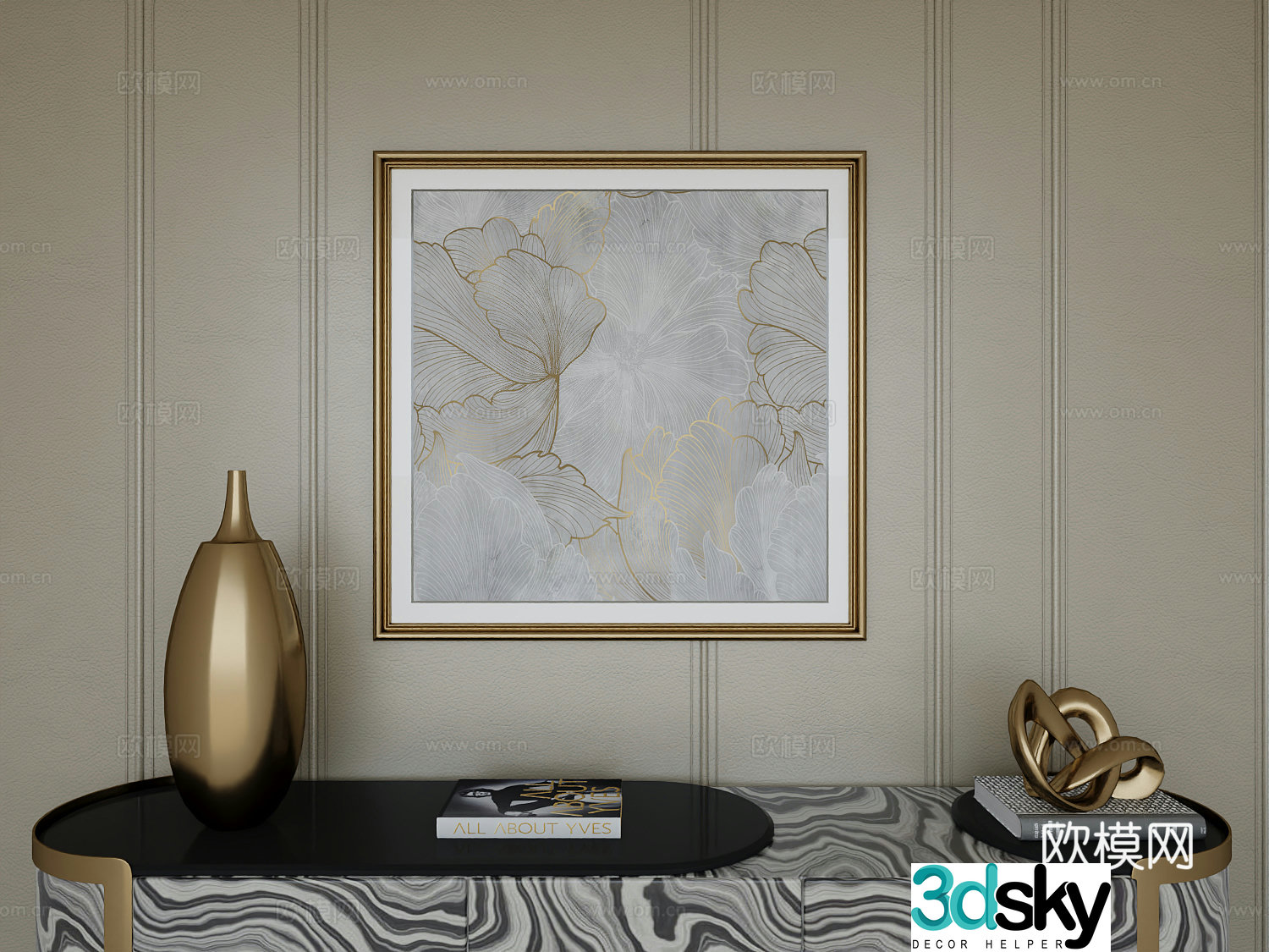 Italian light luxury high-end hanging painting 3D model