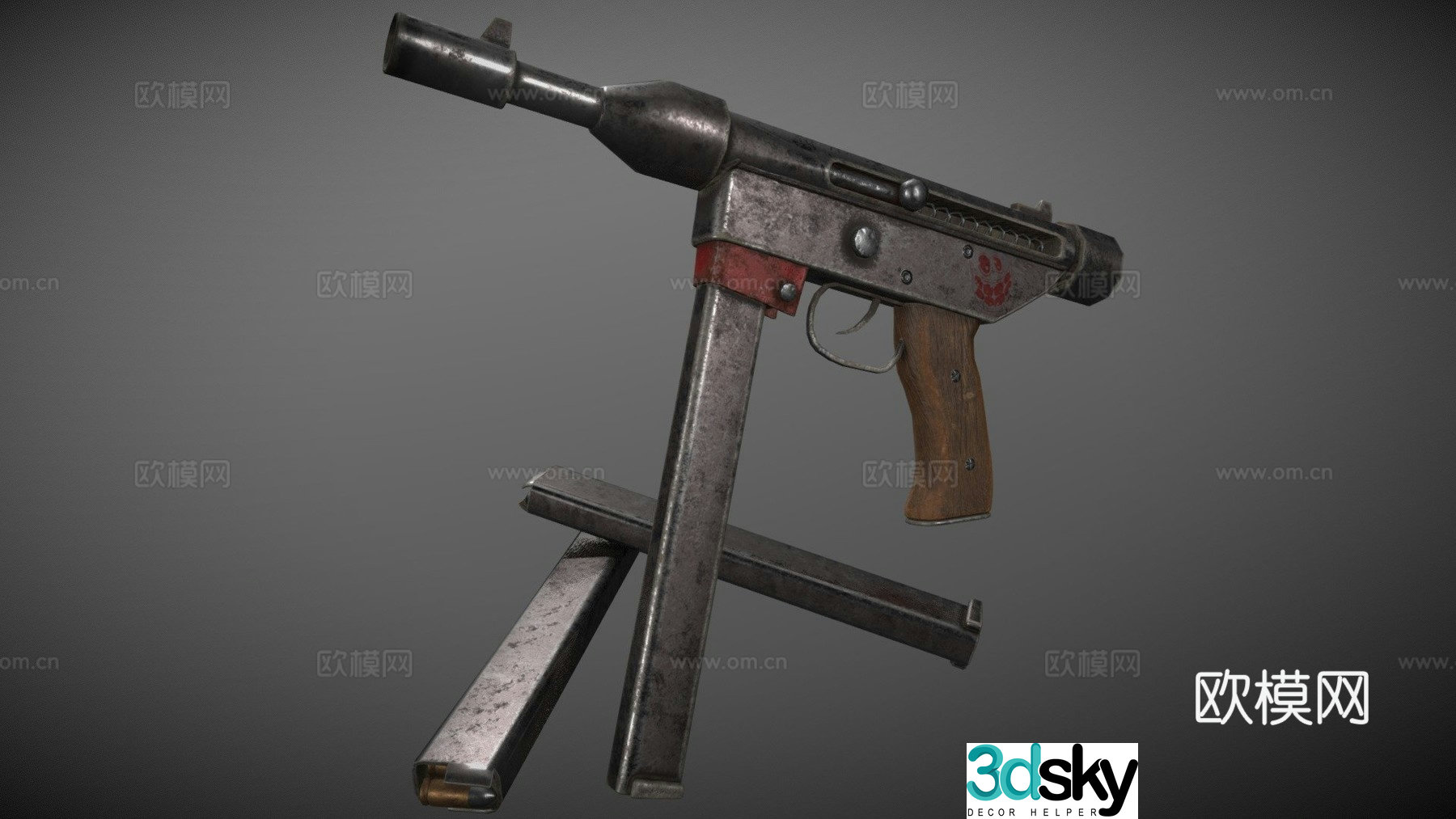 Dirty submachine gun 3d model