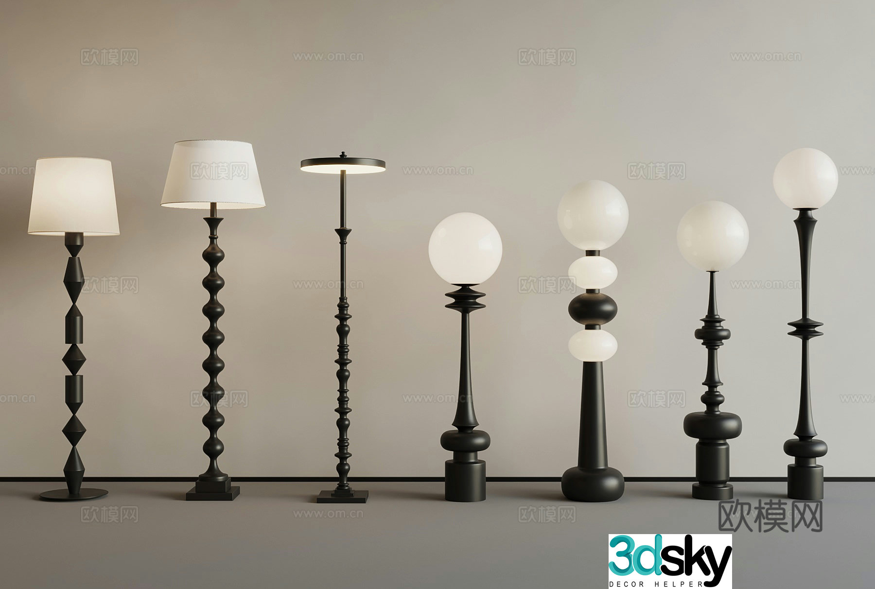 French floor lamp Middle style floor lamp 3D model