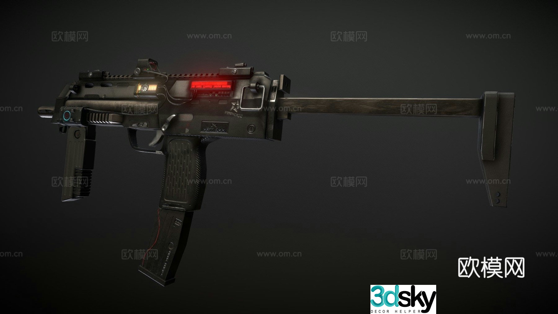 MP77 cyberpunk submachine gun 3d model