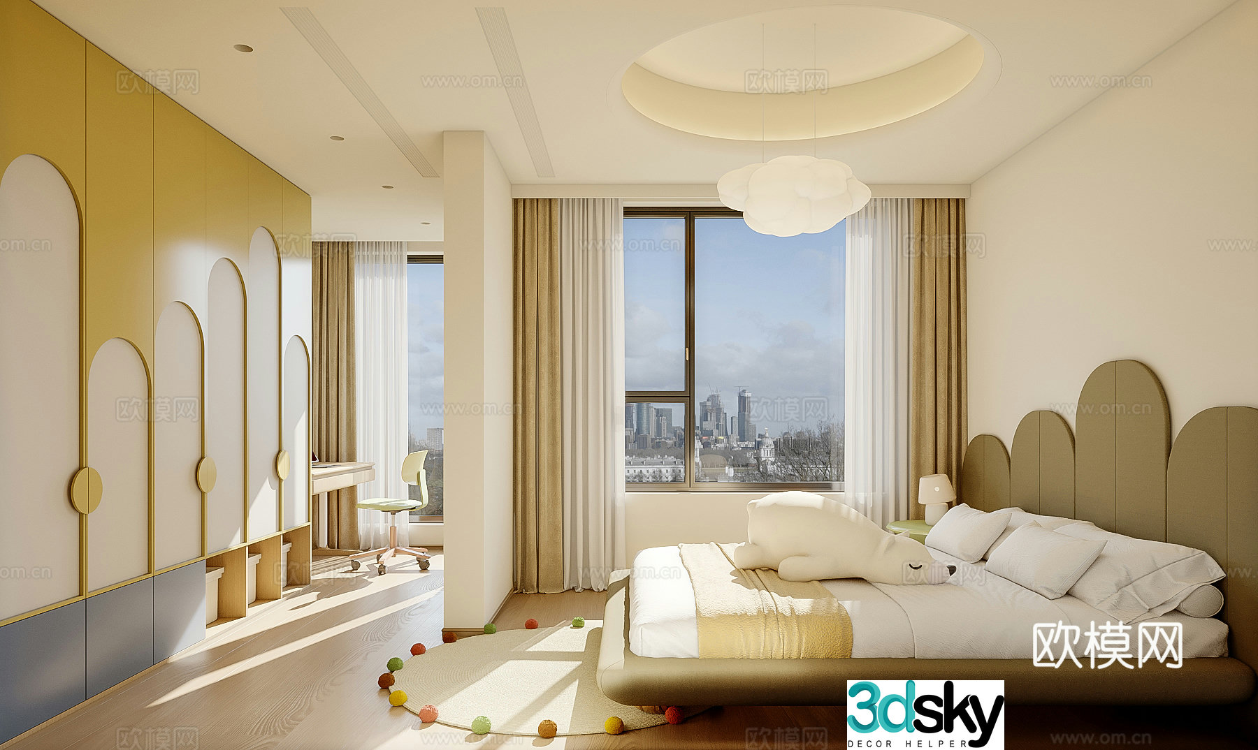 Modern universal children’s room Montessori children’s room Tatami children’s room 3D model