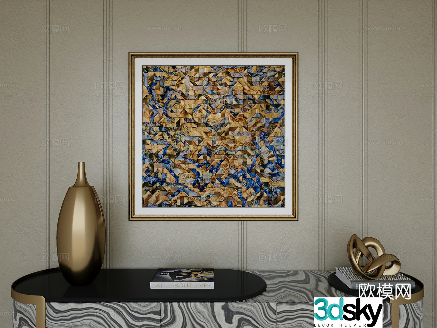 Italian light luxury high-end hanging painting 3D model