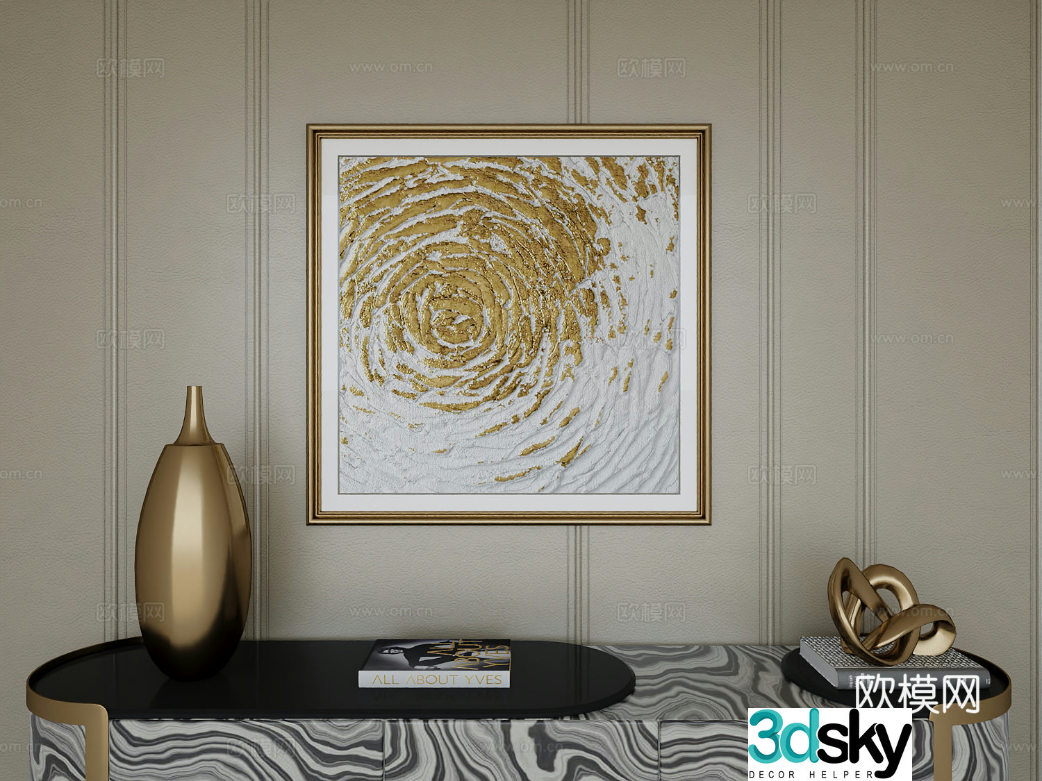 Italian light luxury high-end hanging painting 3D model