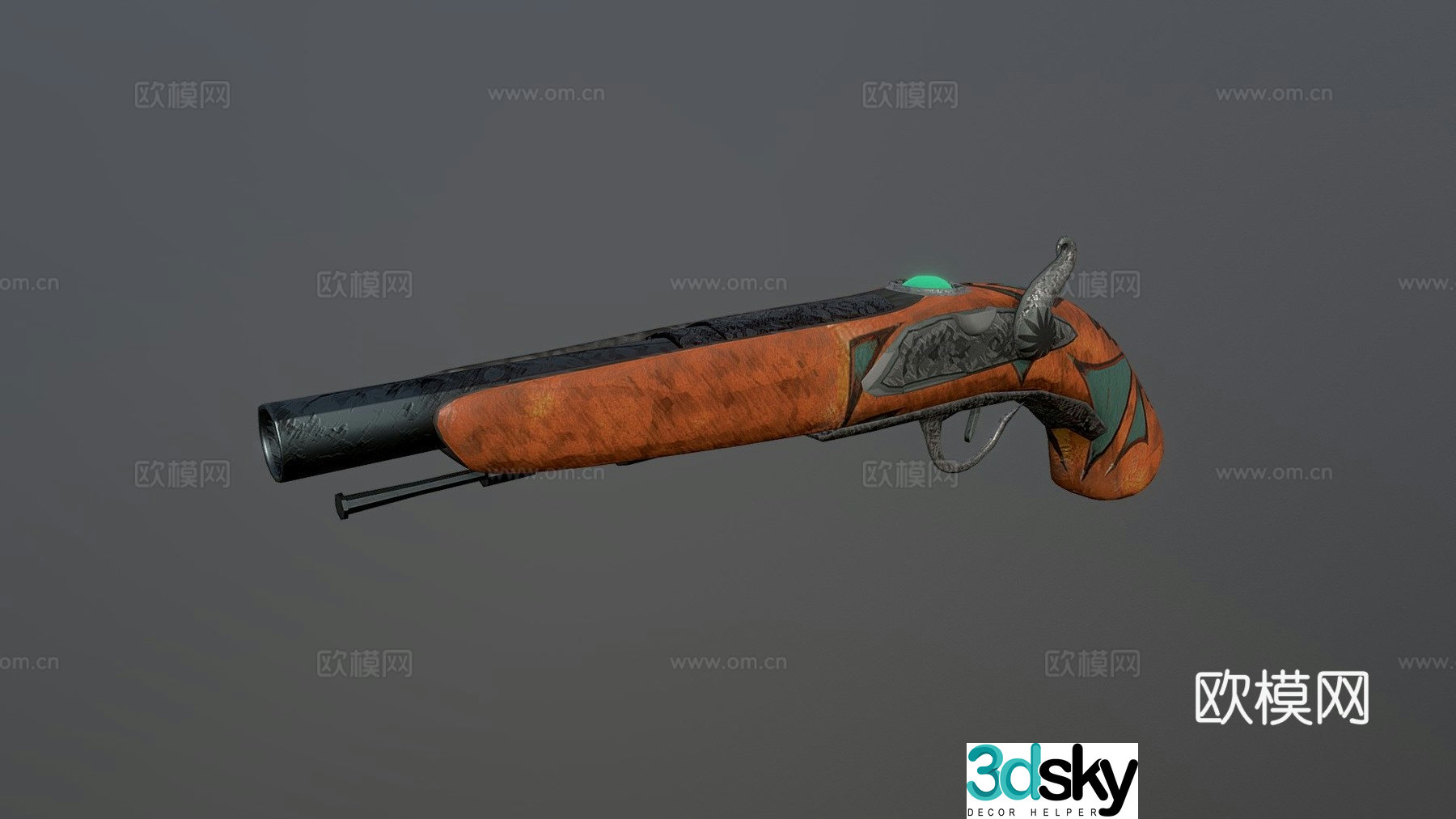 Stylized flintlock pistol 3d model