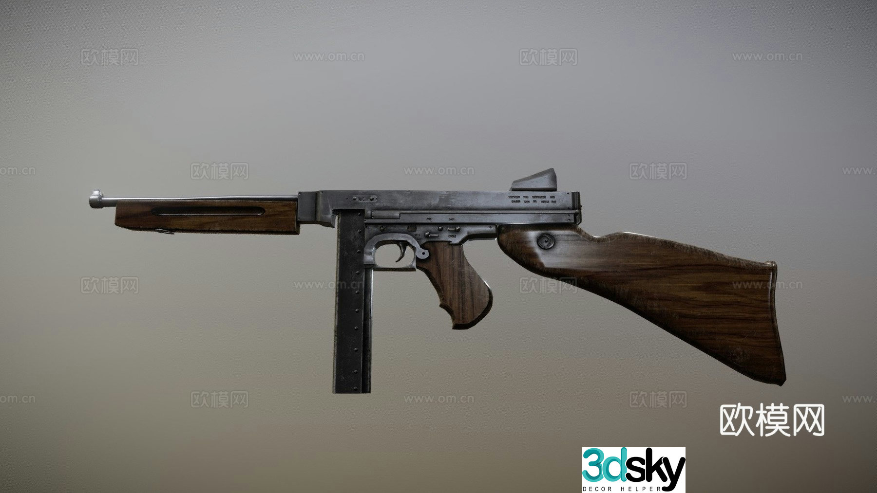 WWII Thompson submachine gun 3d model