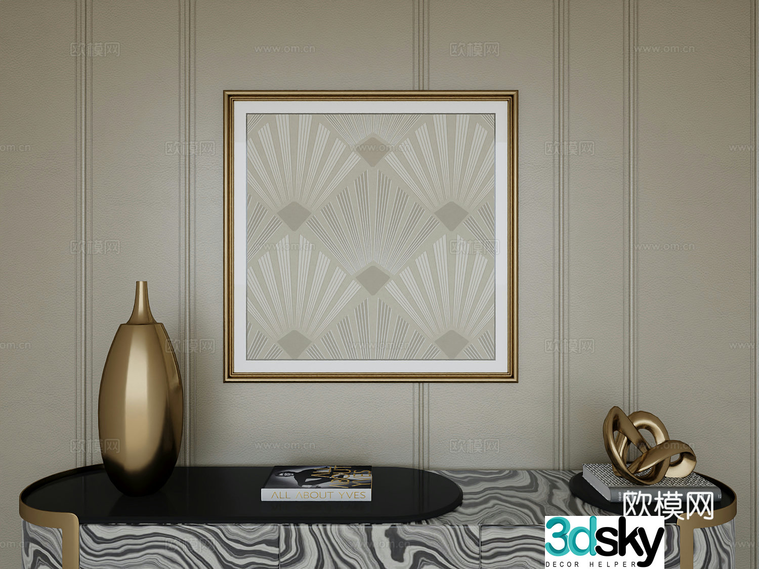 Italian light luxury high-end hanging painting 3D model