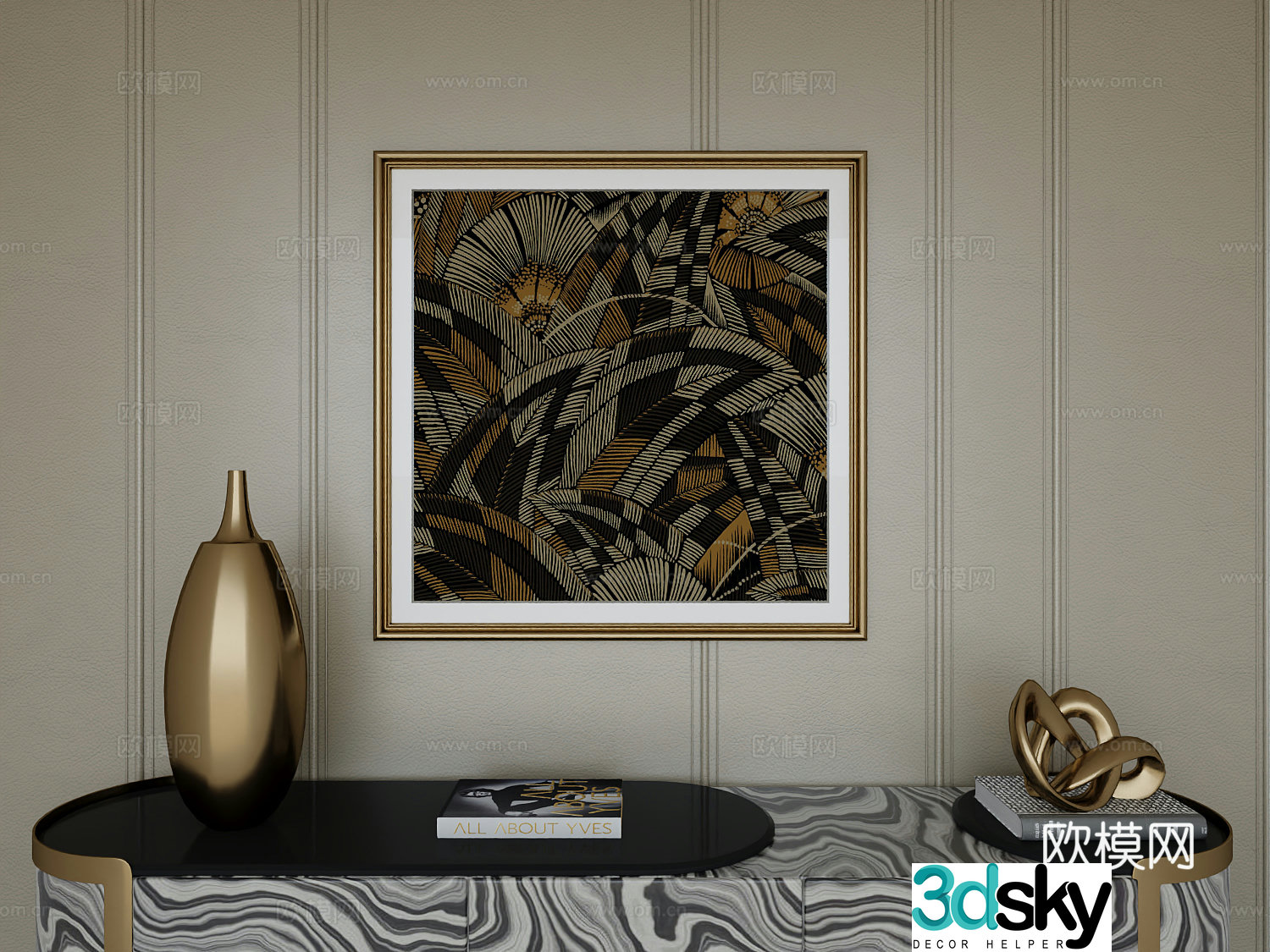 Italian light luxury high-end hanging painting 3D model