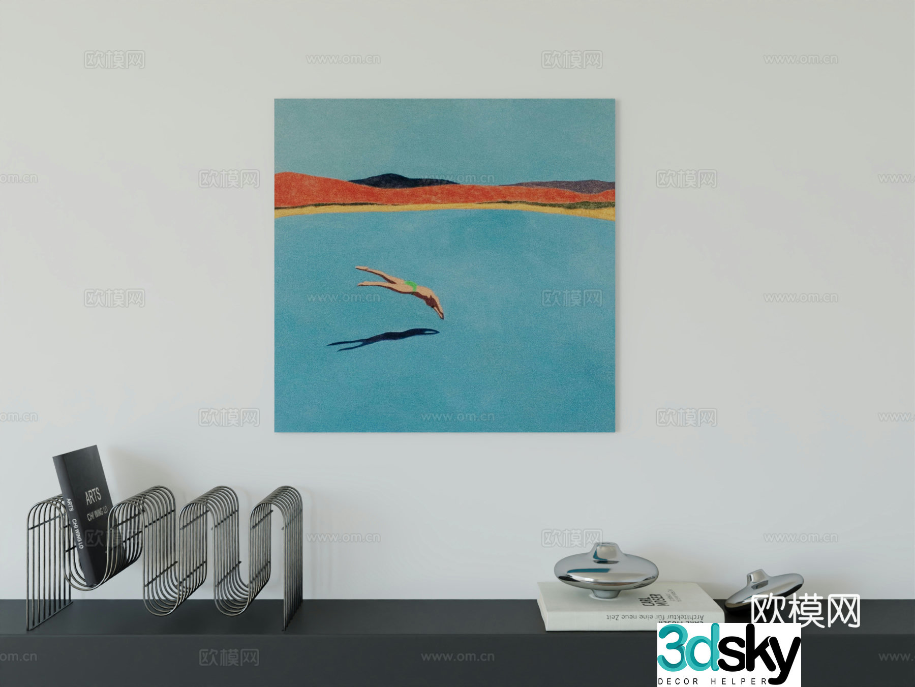 Modern minimalist hanging painting Bauhaus art hanging painting 3d model