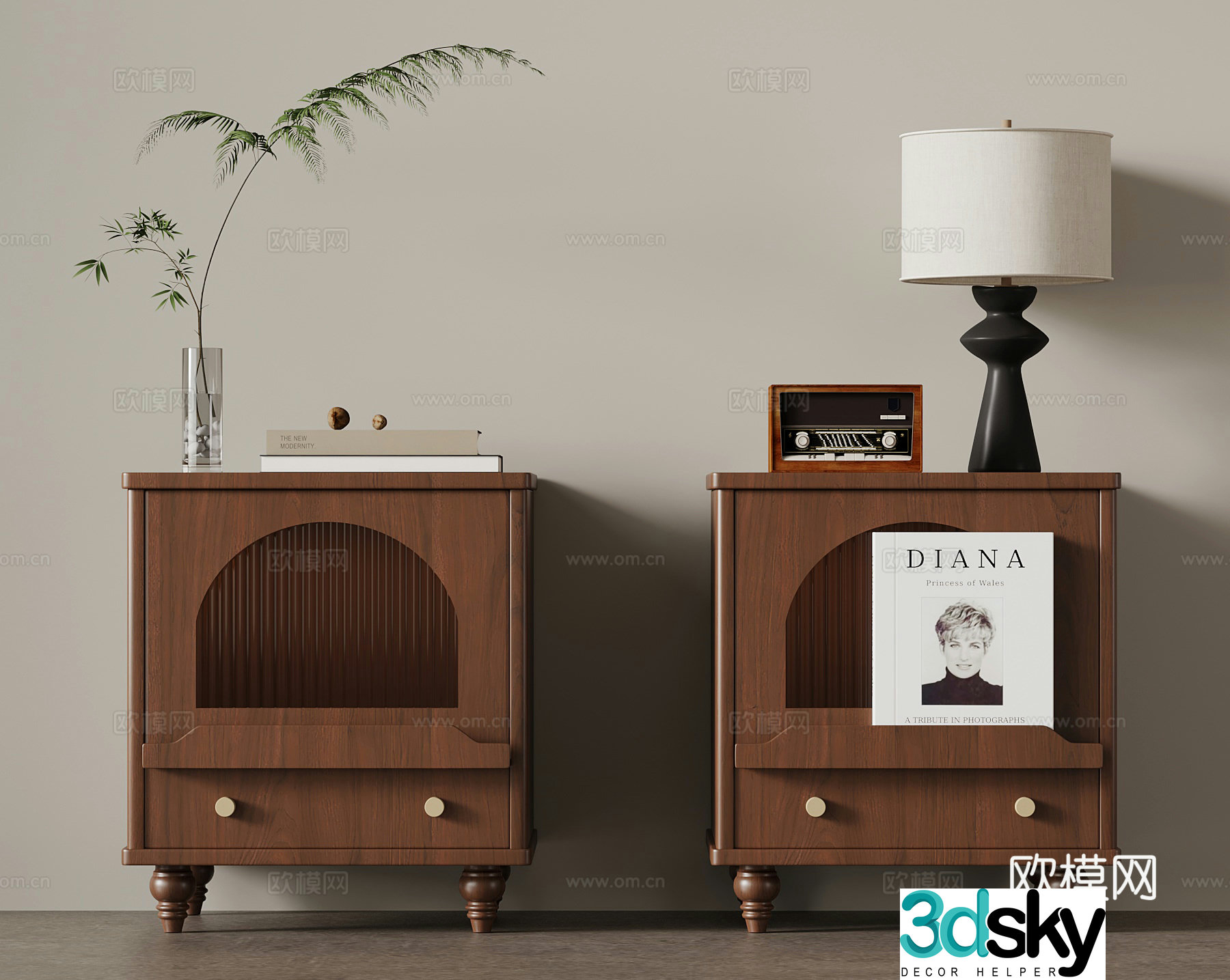 Middle-aged bedside table lamp decorative ornaments 3D model