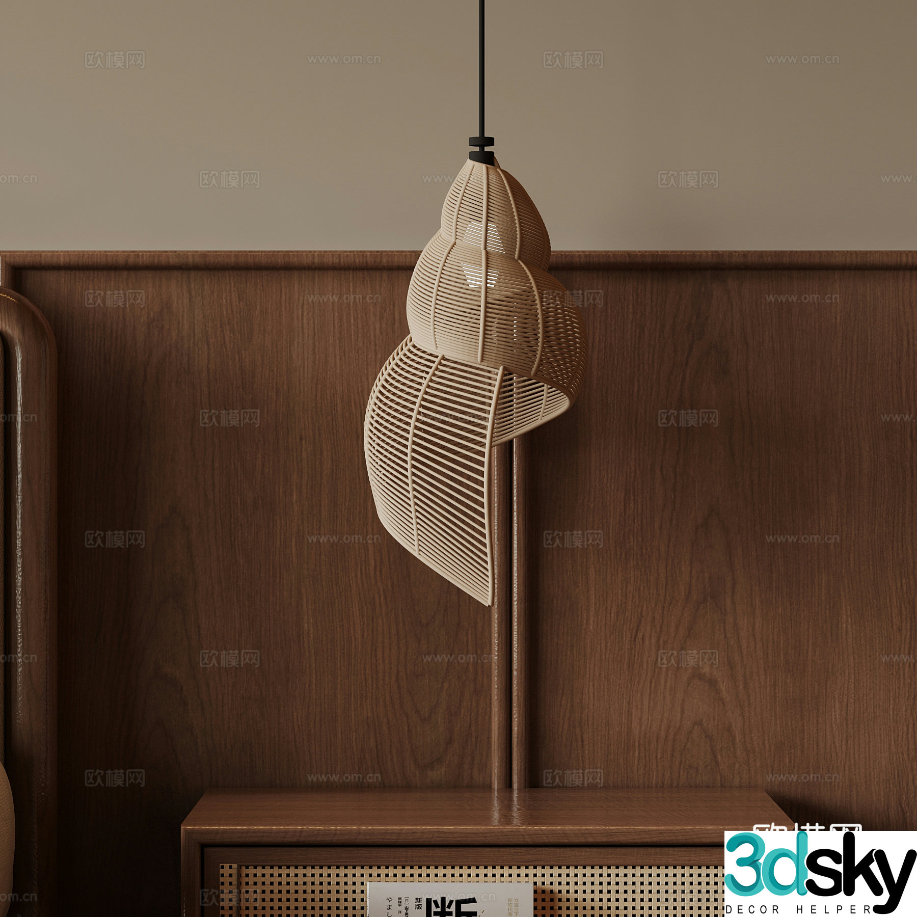 Chandelier New Chinese Chandelier Rattan Chandelier Folk Chandelier 3D Model