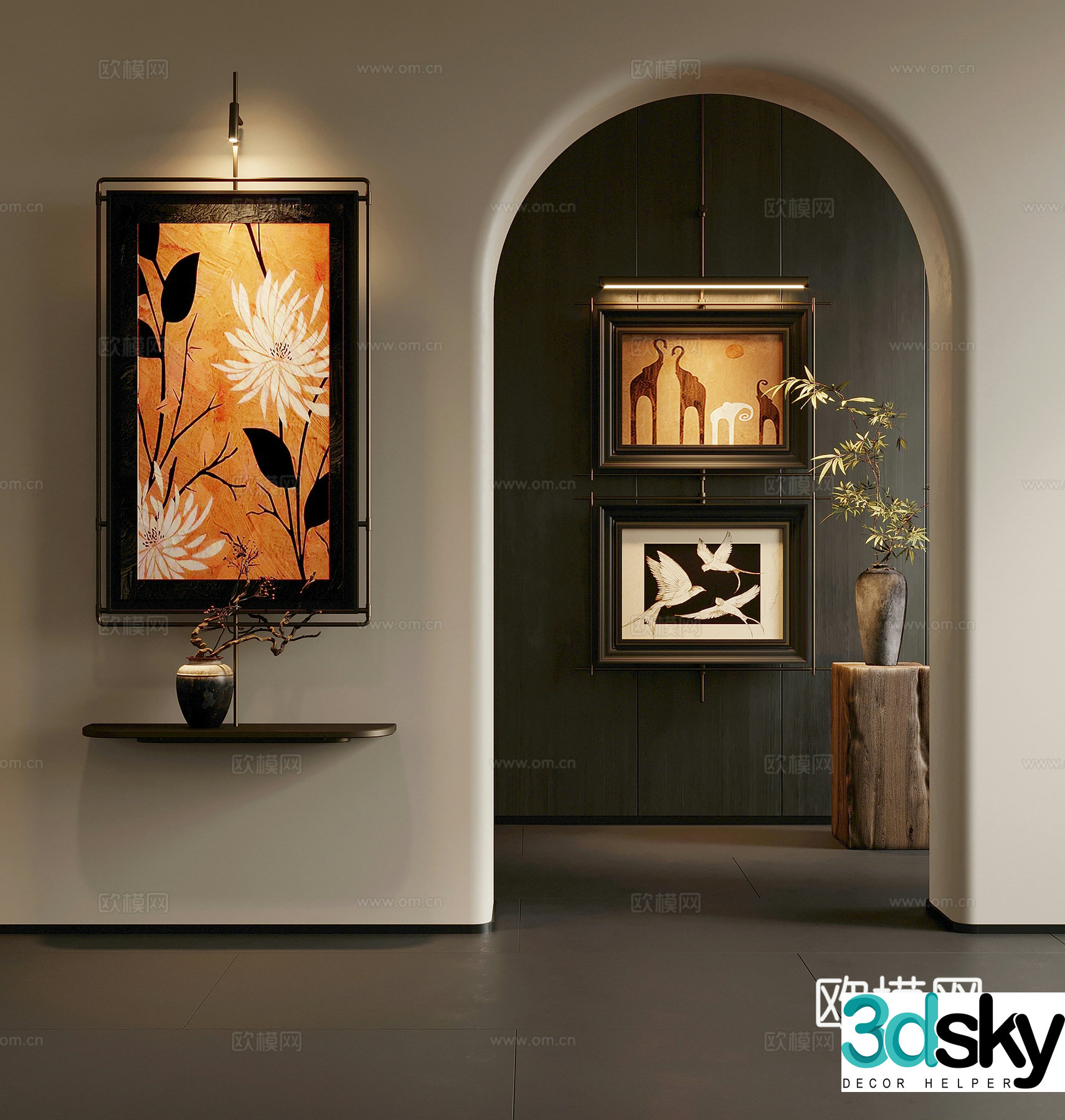Decorative painting French retro style decorative painting Hanging painting Wall decoration 3D model