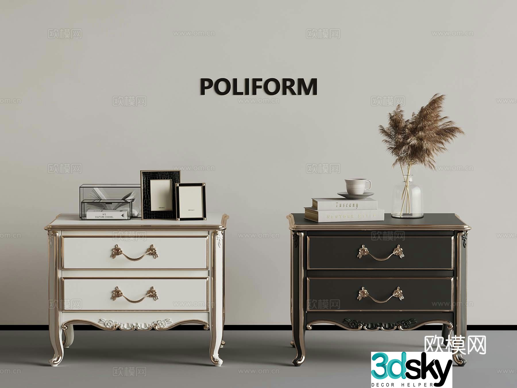 French nightstand 3D model