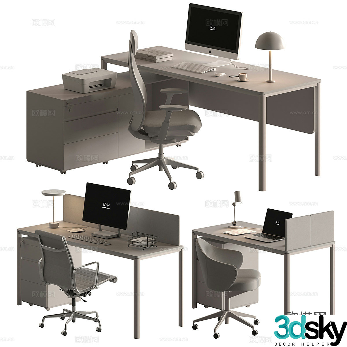 Dining table combination 3D model