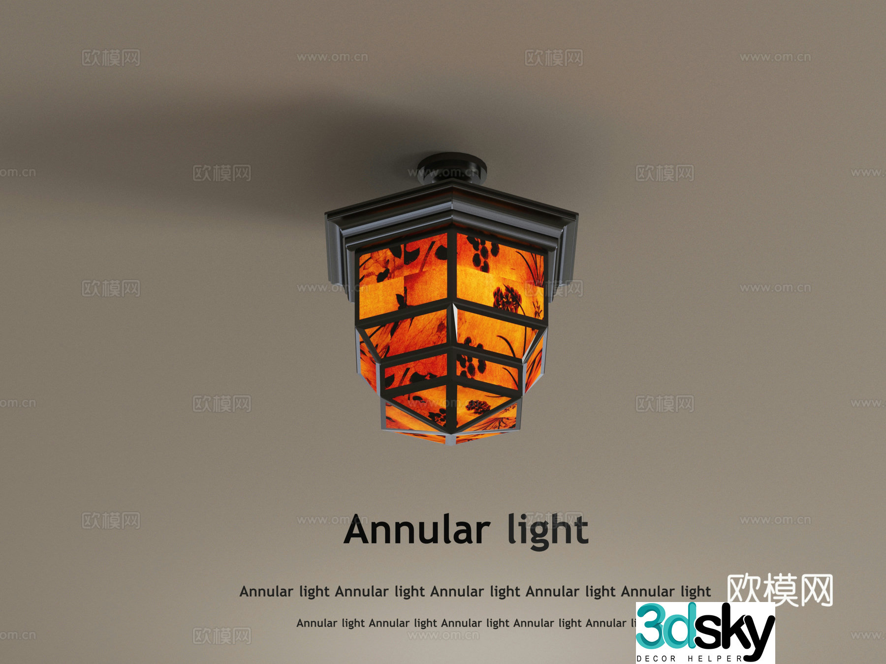 Middle-aged ceiling light chandelier 3d model