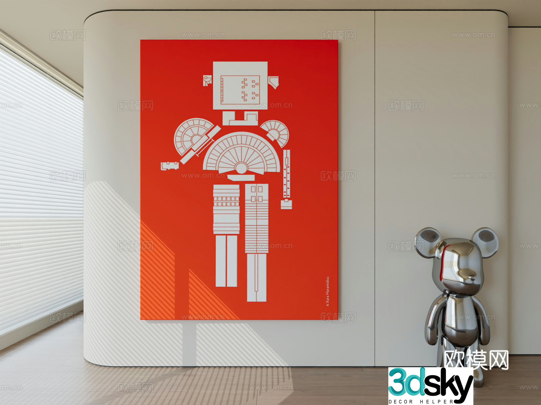 Modern minimalist hanging painting abstract art hanging painting 3d model