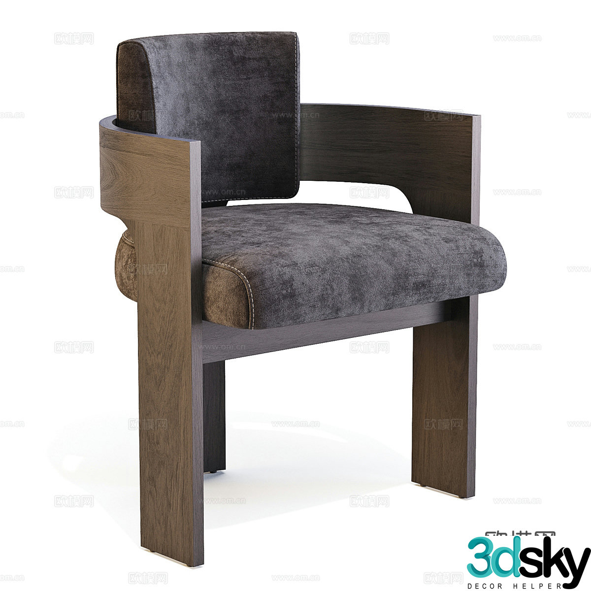 Modern Italian wooden dining chair 3d model