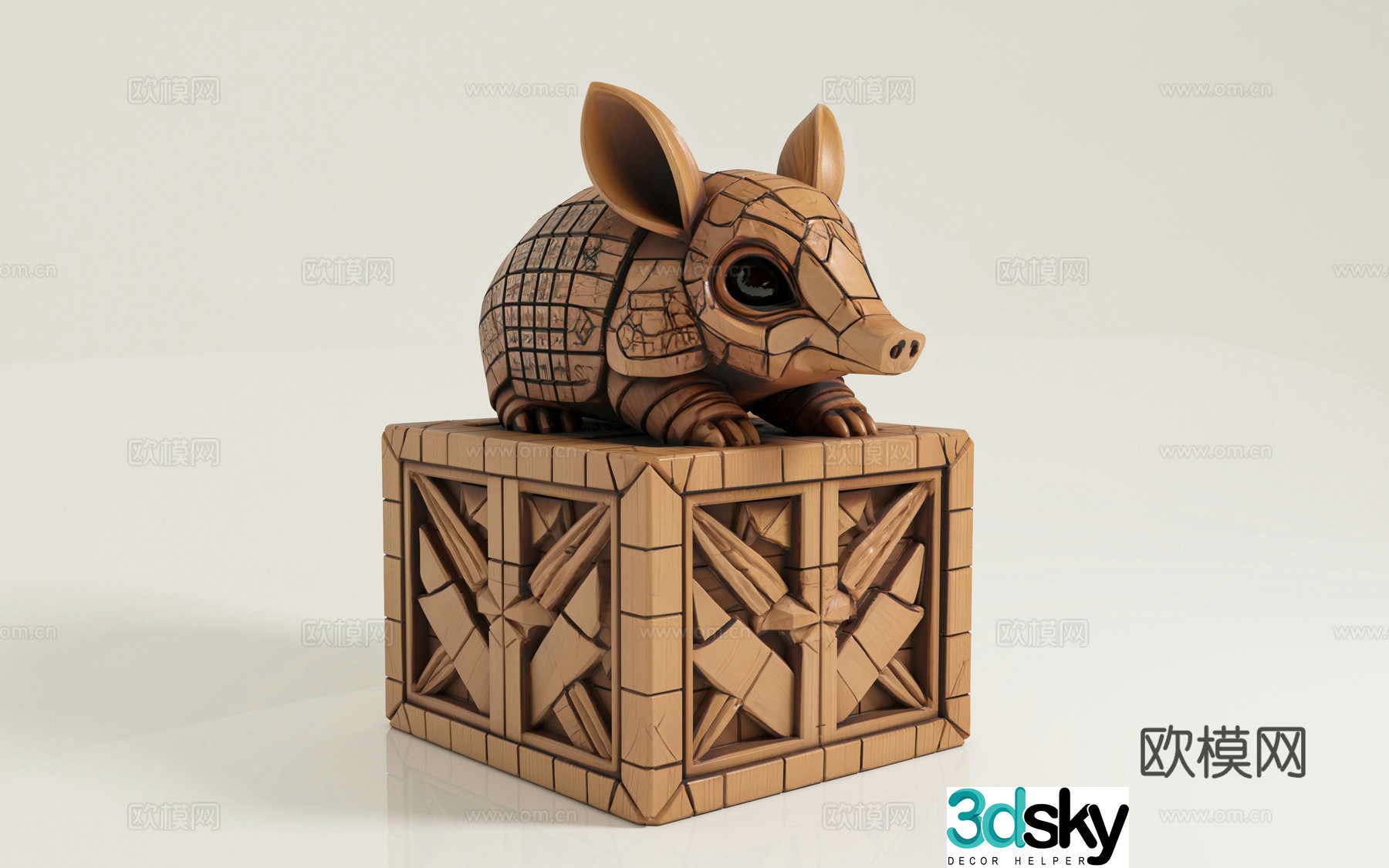 Armadillo Armor Rat Cartoon Animal Wood Carving Stone Carving Statue Totem Seal Three-dimensional Totem Ma 3D Model