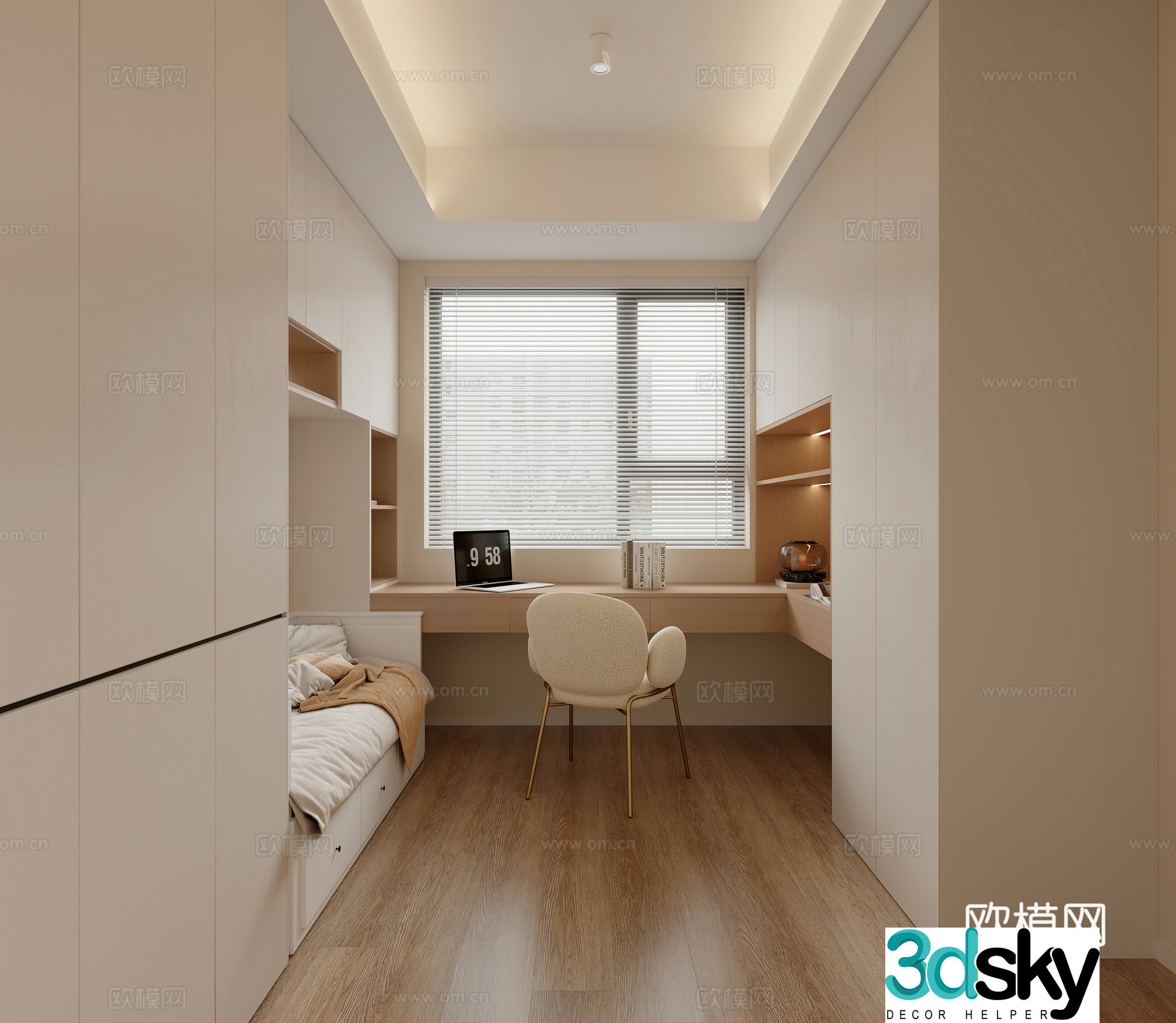 Modern tatami bedroom Children’s room Study Corner Study Modern bedroom Wardrobe Bookcase 3D model