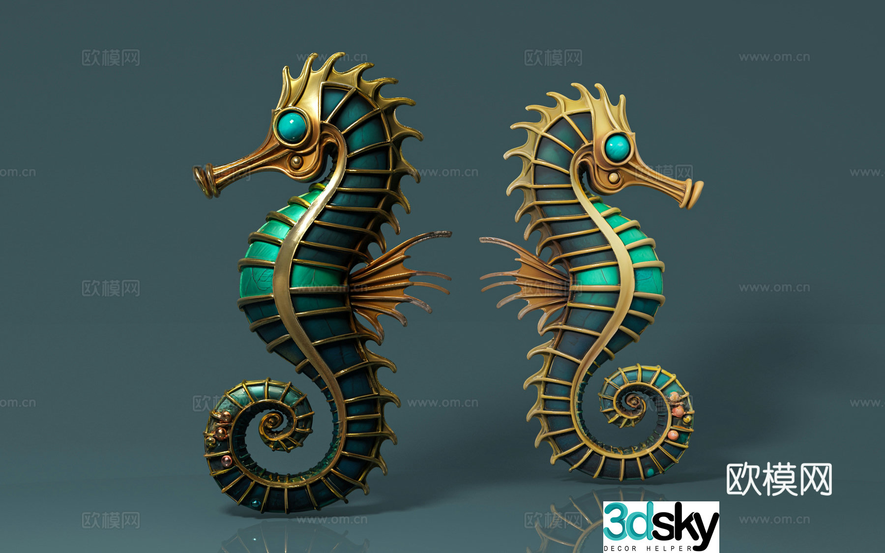 Seahorse Creative Artwork Metal Seahorse Abstract Style Metal Seahorse Cultural Relics Display Exhibition 3D Model
