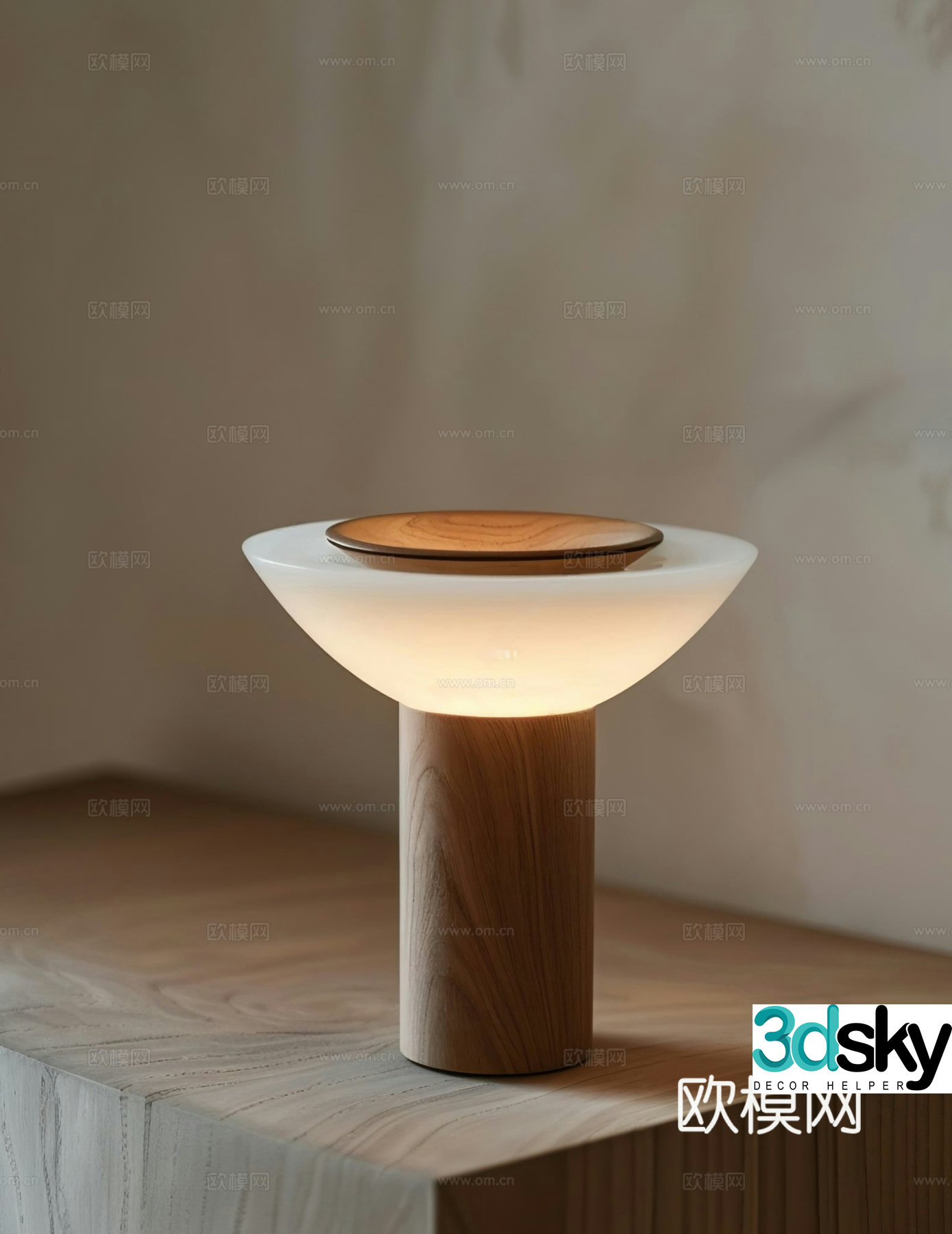 Jiji Table lamp Jiji Table lamp Wooden Table lamp Walnut lamp Glass Table lamp 3D model