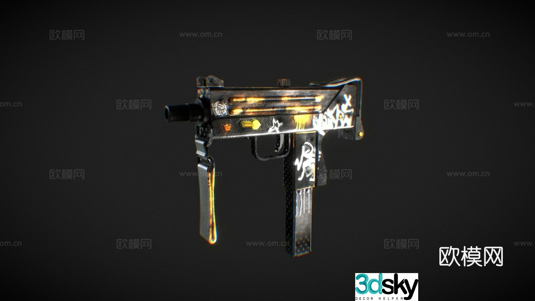 Mac-10 Rebel Gold Edition 3d model