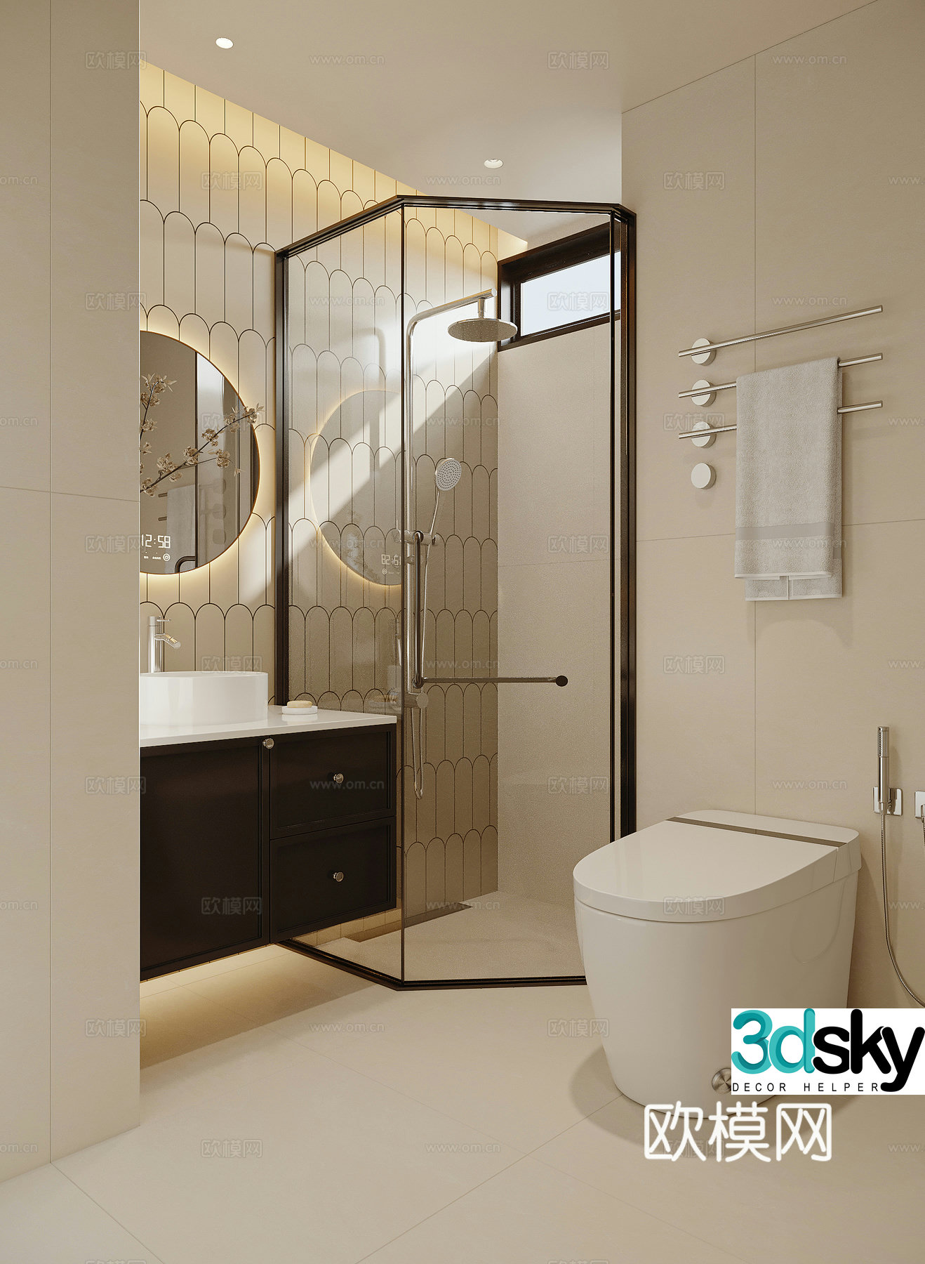 French retro bathroom 3d model