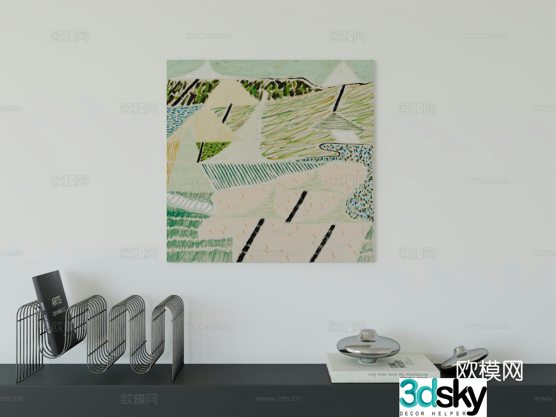 Modern minimalist hanging painting Bauhaus art hanging painting 3d model
