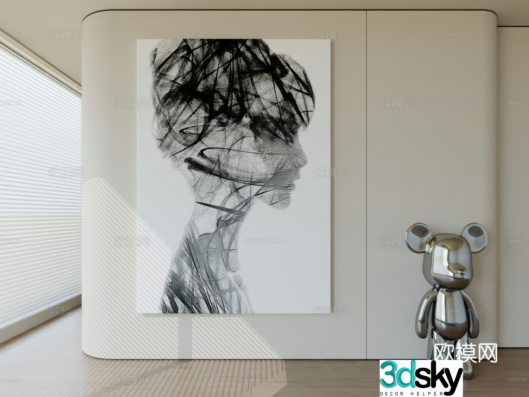 Modern minimalist hanging painting abstract art hanging painting 3d model