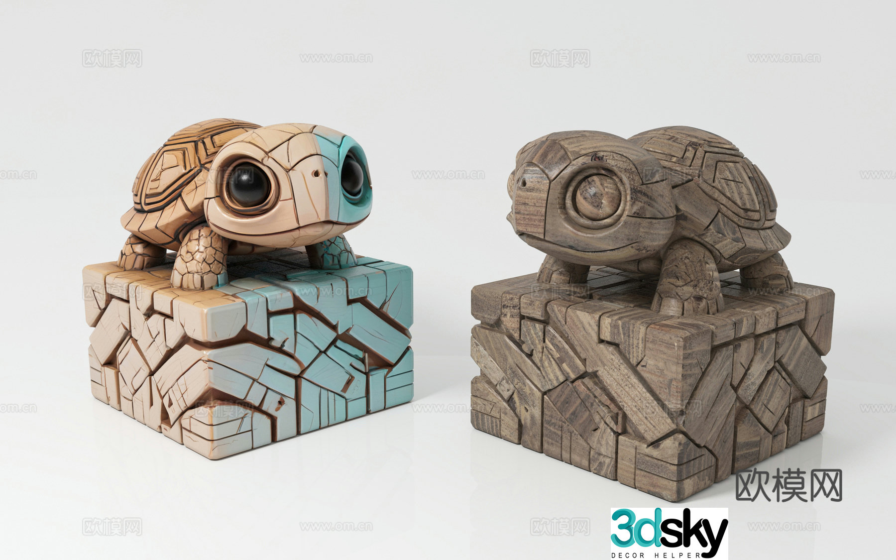 Turtle pet cartoon animal wood carving stone sculpture totem seal three-dimensional totem ma 3d model