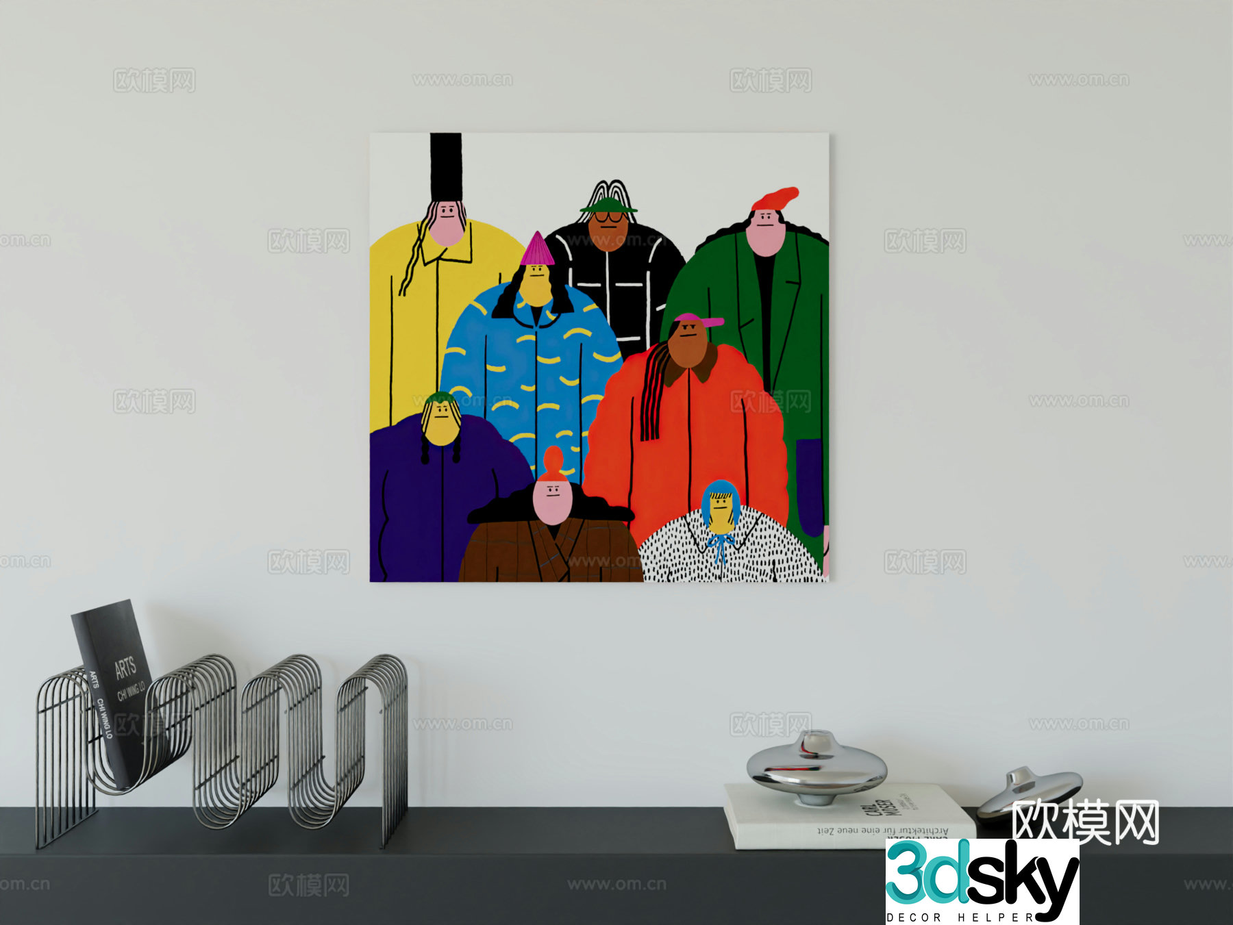 Modern minimalist hanging painting Bauhaus art hanging painting 3d model