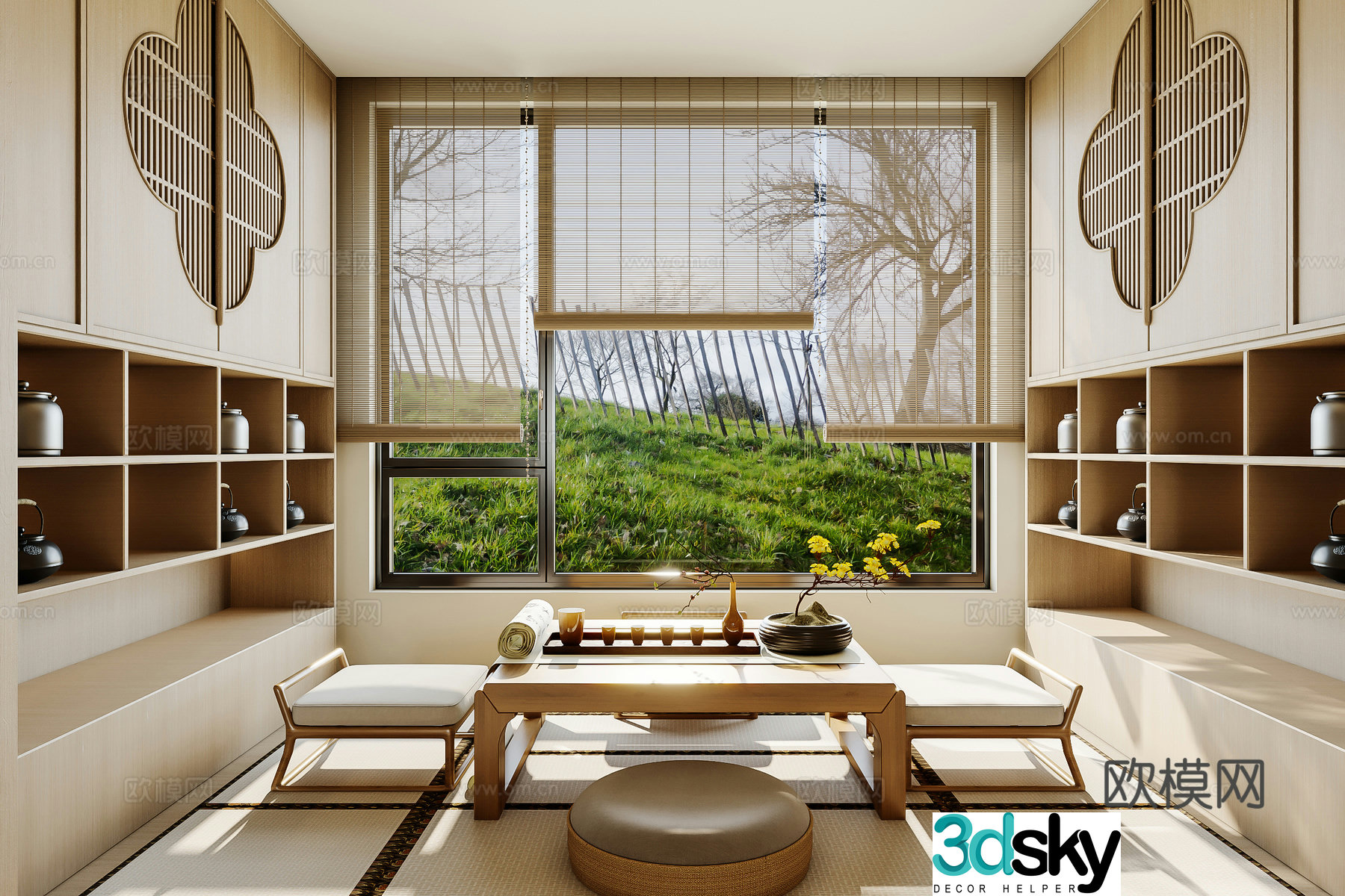Song’s aesthetic tea room tatami tea room balcony tea room new Chinese tea room 3D model