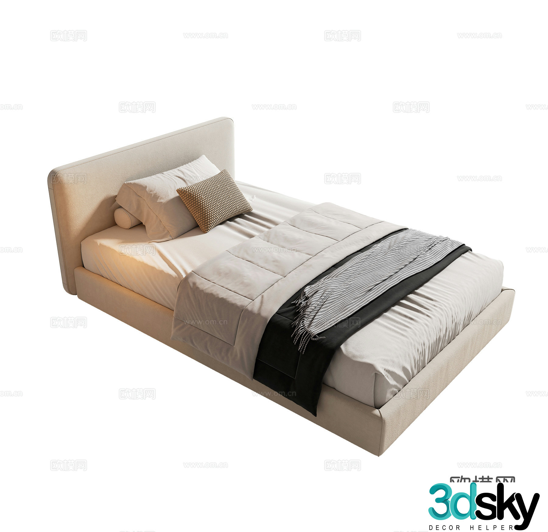 Modern single bed 3d model