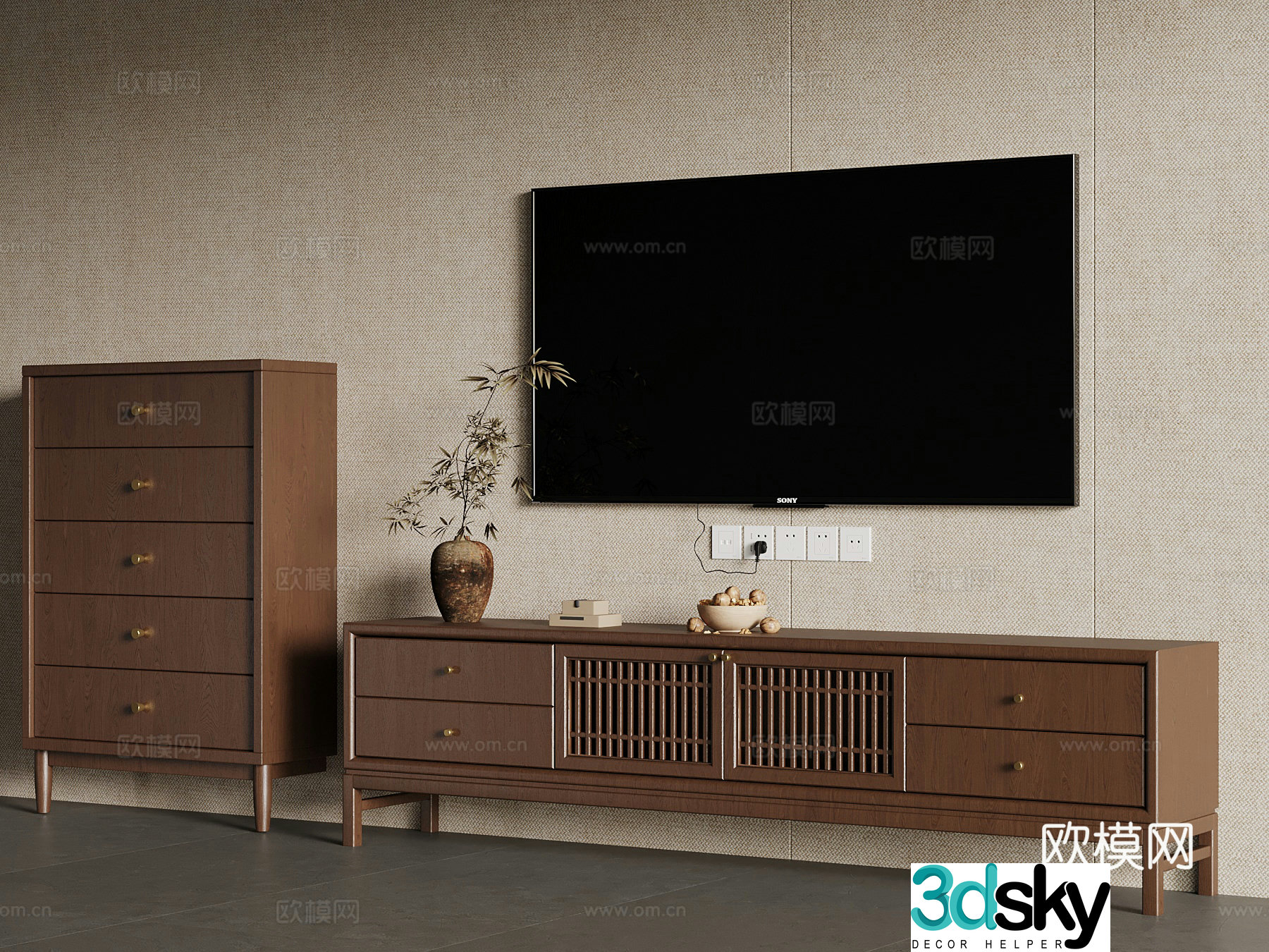TV cabinet new Chinese TV cabinet 3D model