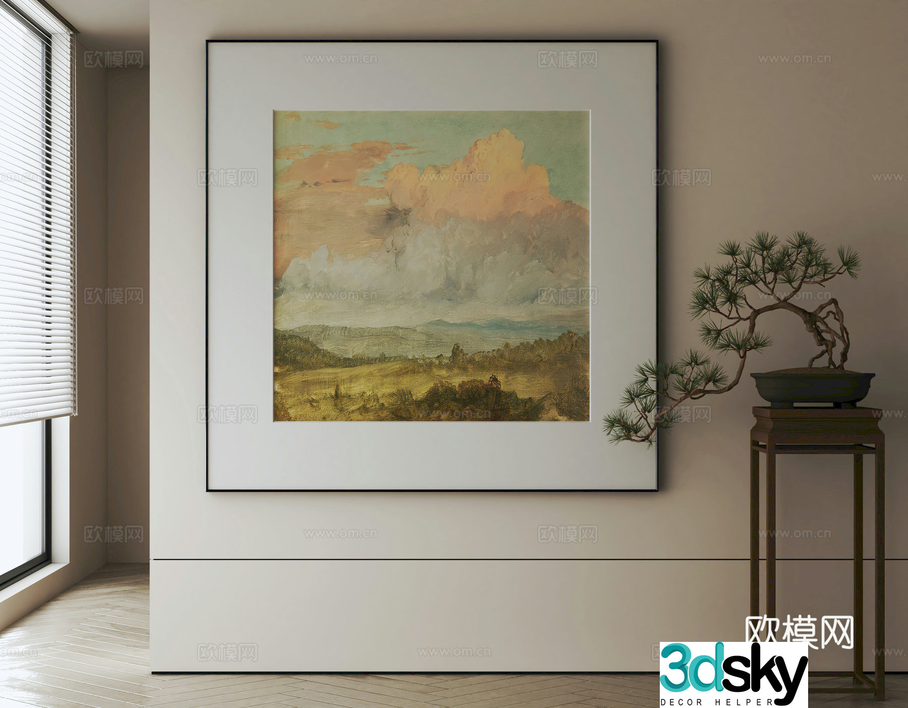 New Chinese style decorative painting 3D model