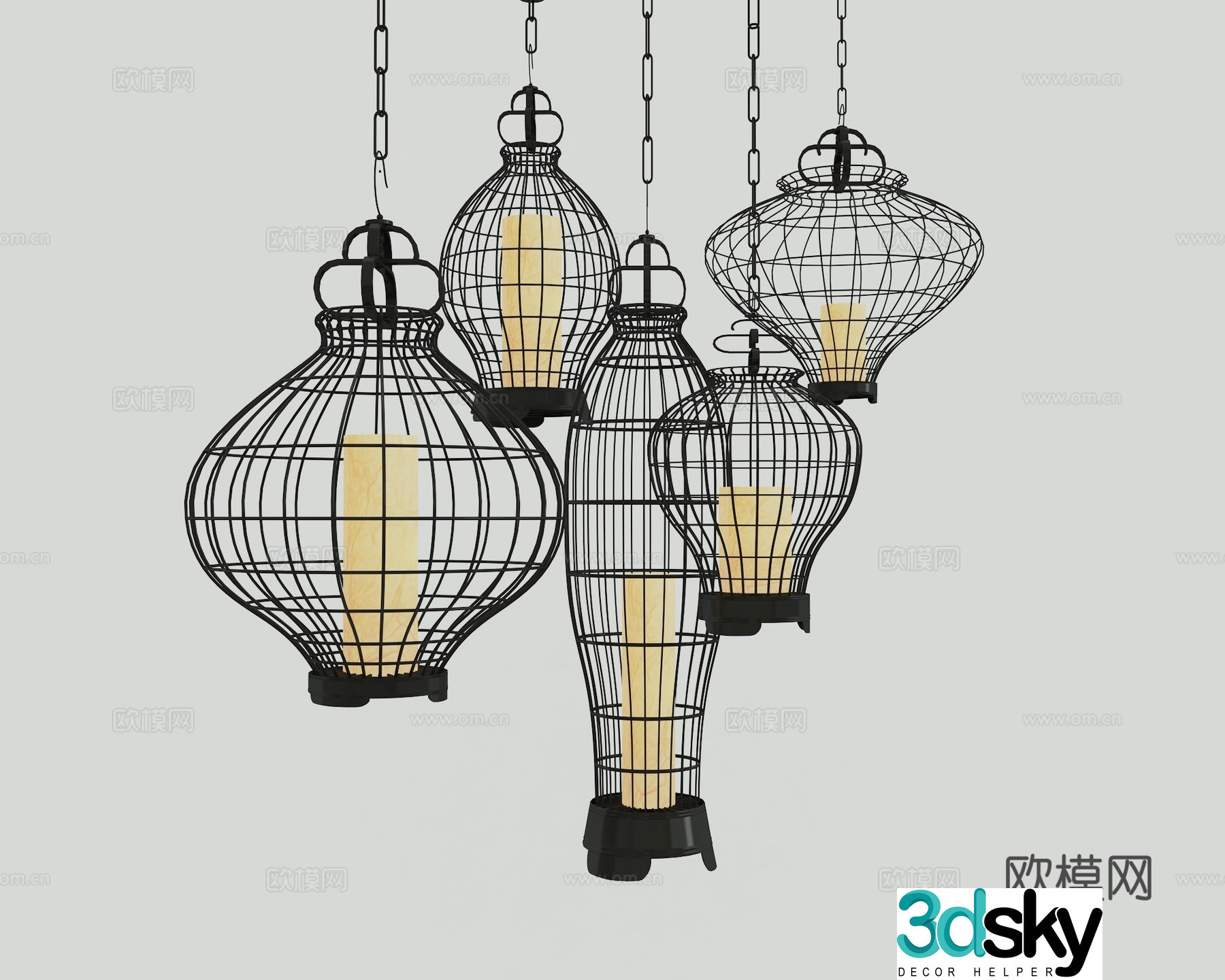 New Chinese chandelier 3D model