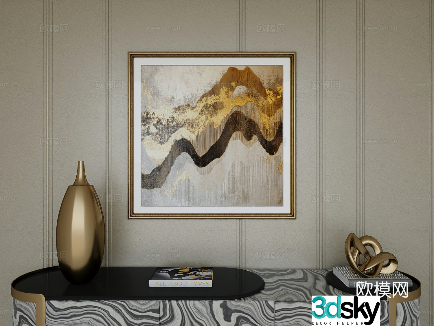 Italian light luxury high-end hanging painting 3D model